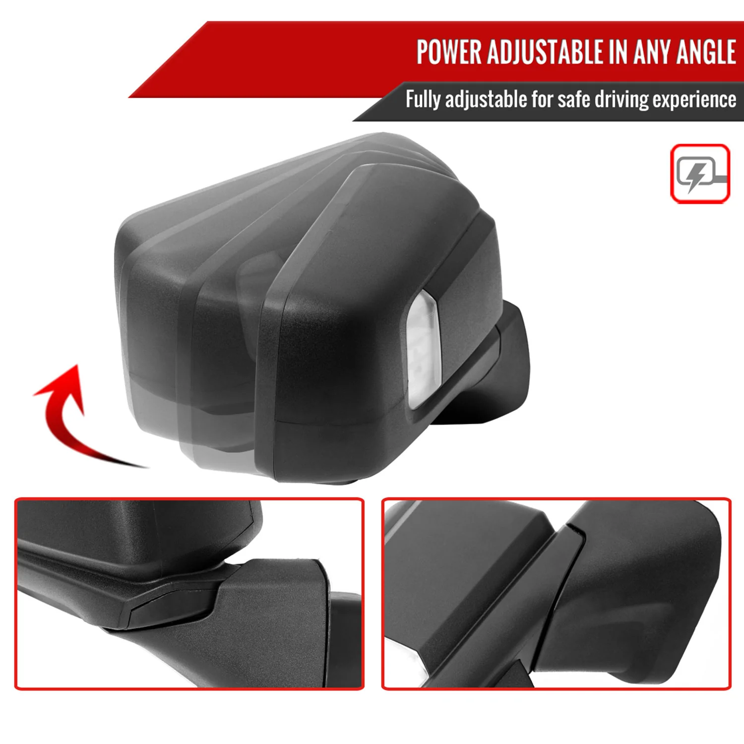 2019-2024 Chevy Silverado 1500 Black Auto-Fold Side Mirror Passenger Side - Image 2