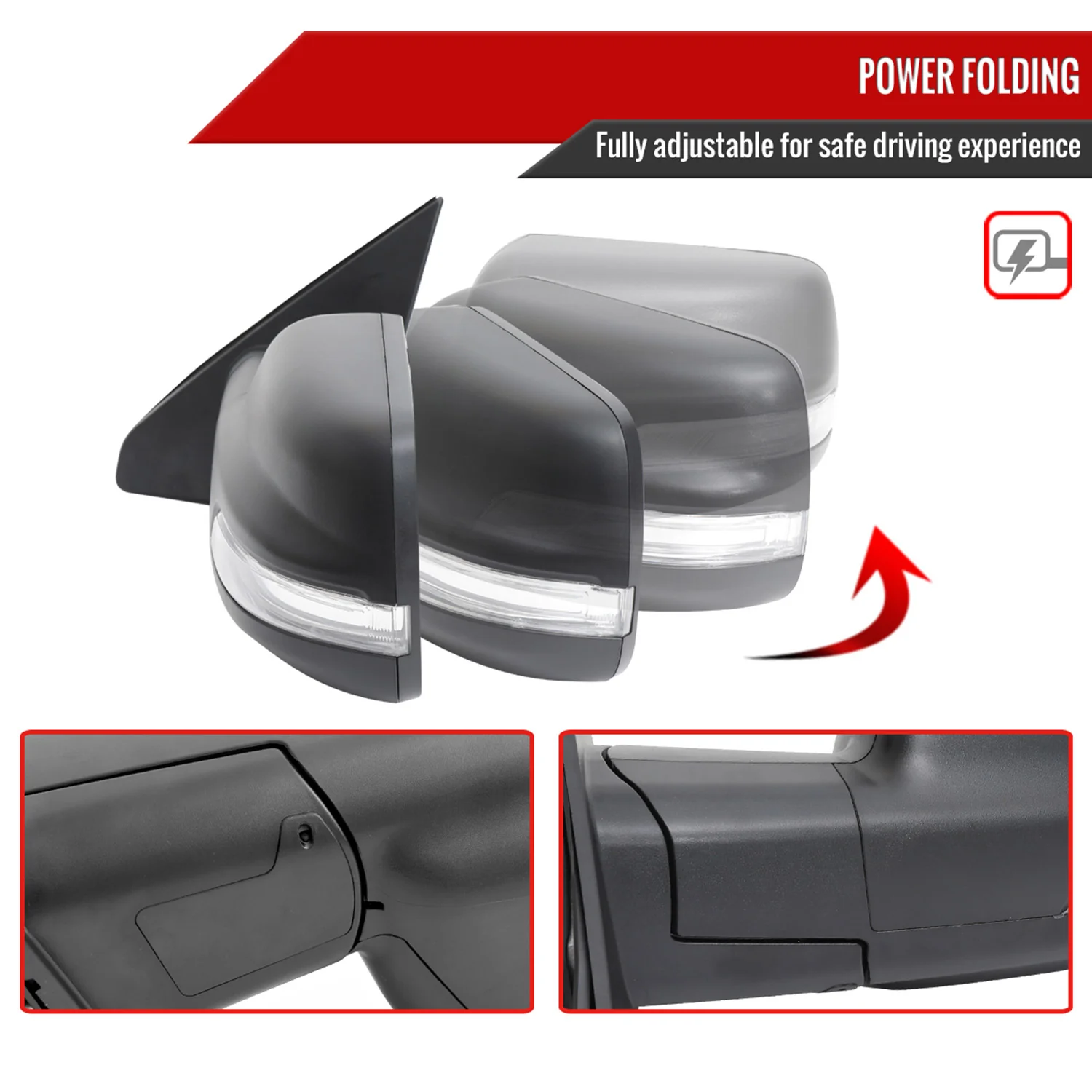 2019-2024 Dodge RAM 1500 Black Auto-Fold Side Mirror Driver Side - Image 2