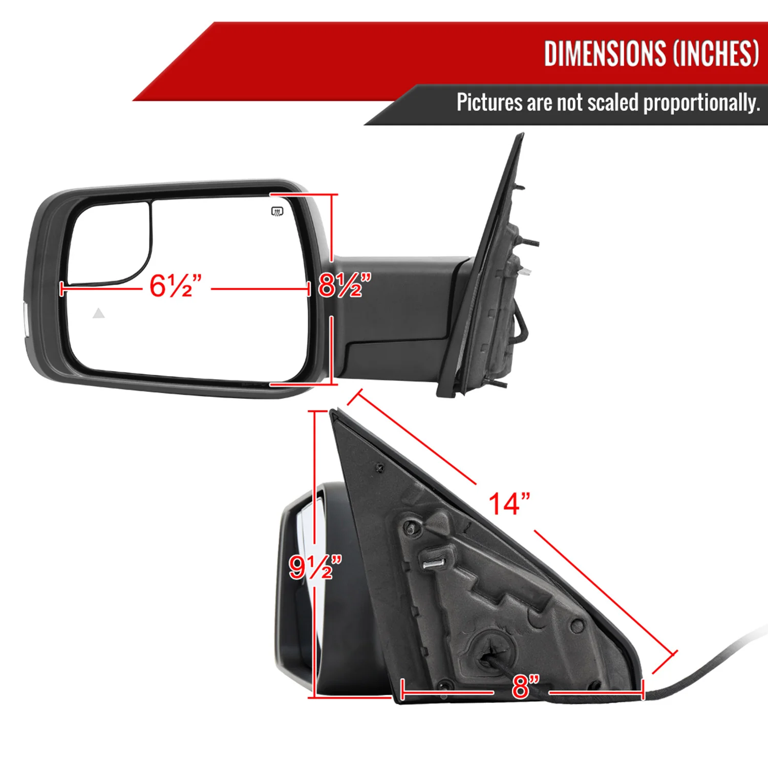 2019-2024 Dodge RAM 1500 Black Auto-Fold Side Mirror Driver Side - Image 8