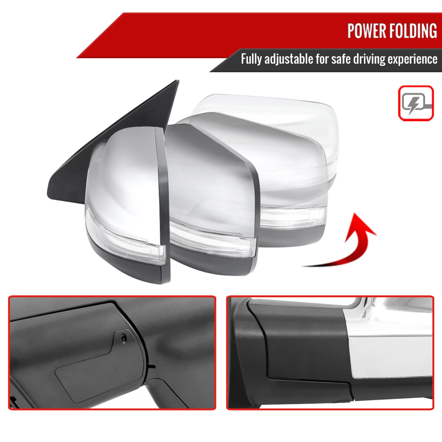 2019-2024 Dodge RAM 1500 Chrome Auto-Fold Side Mirror Driver Side - Image 2
