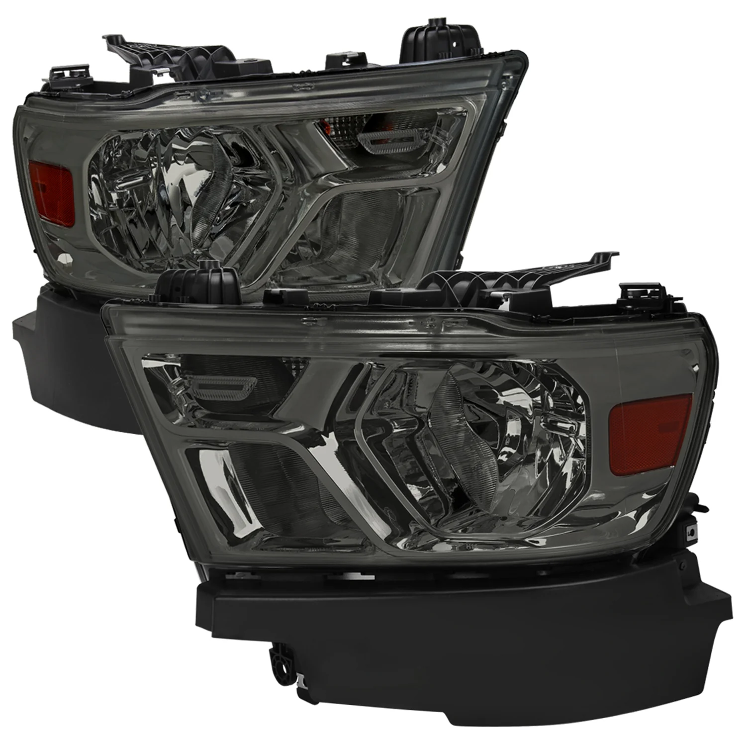 2019-2024 Dodge RAM 1500 Factory Headlights w/Amber Reflectors Chrome/Smoke