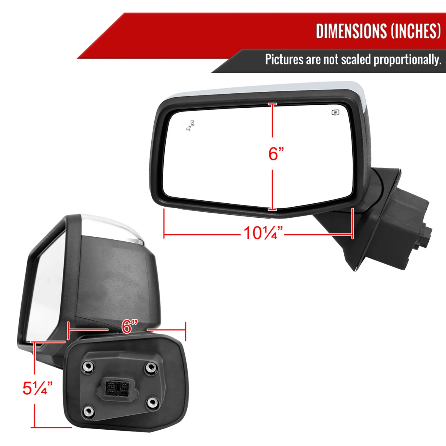 2019-2024 GMC Sierra 1500 Chrome Manual Fold & Heated Side Mirror Driver Side - Image 8