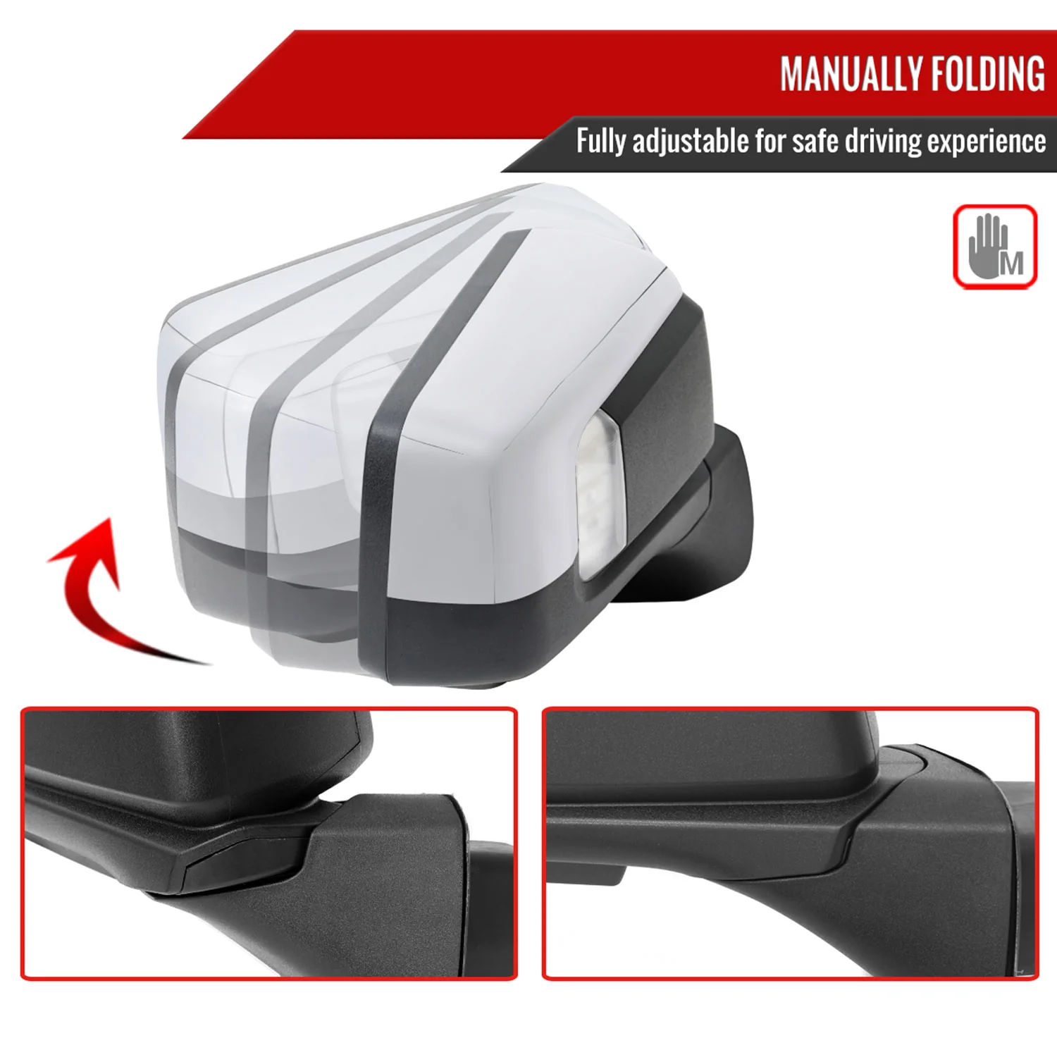 2019-2024 GMC Sierra 1500 Chrome Manual Fold & Heated Side Mirror Passenger - Image 2
