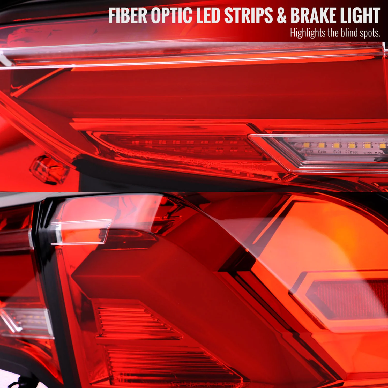 2019-2024 Toyota RAV4 Red LED Bar Sequential Signal Tail Lights Chrome/Red - Image 5
