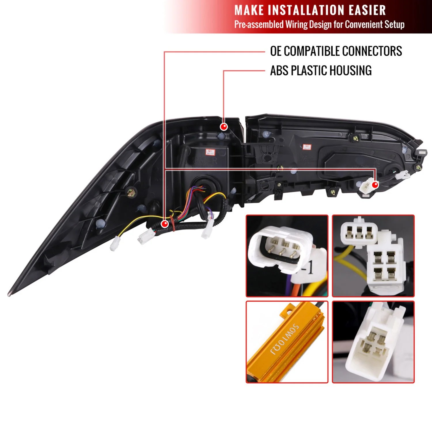 2019-2024 Toyota RAV4 Red LED Bar Sequential Signal Tail Lights Chrome/Red - Image 8