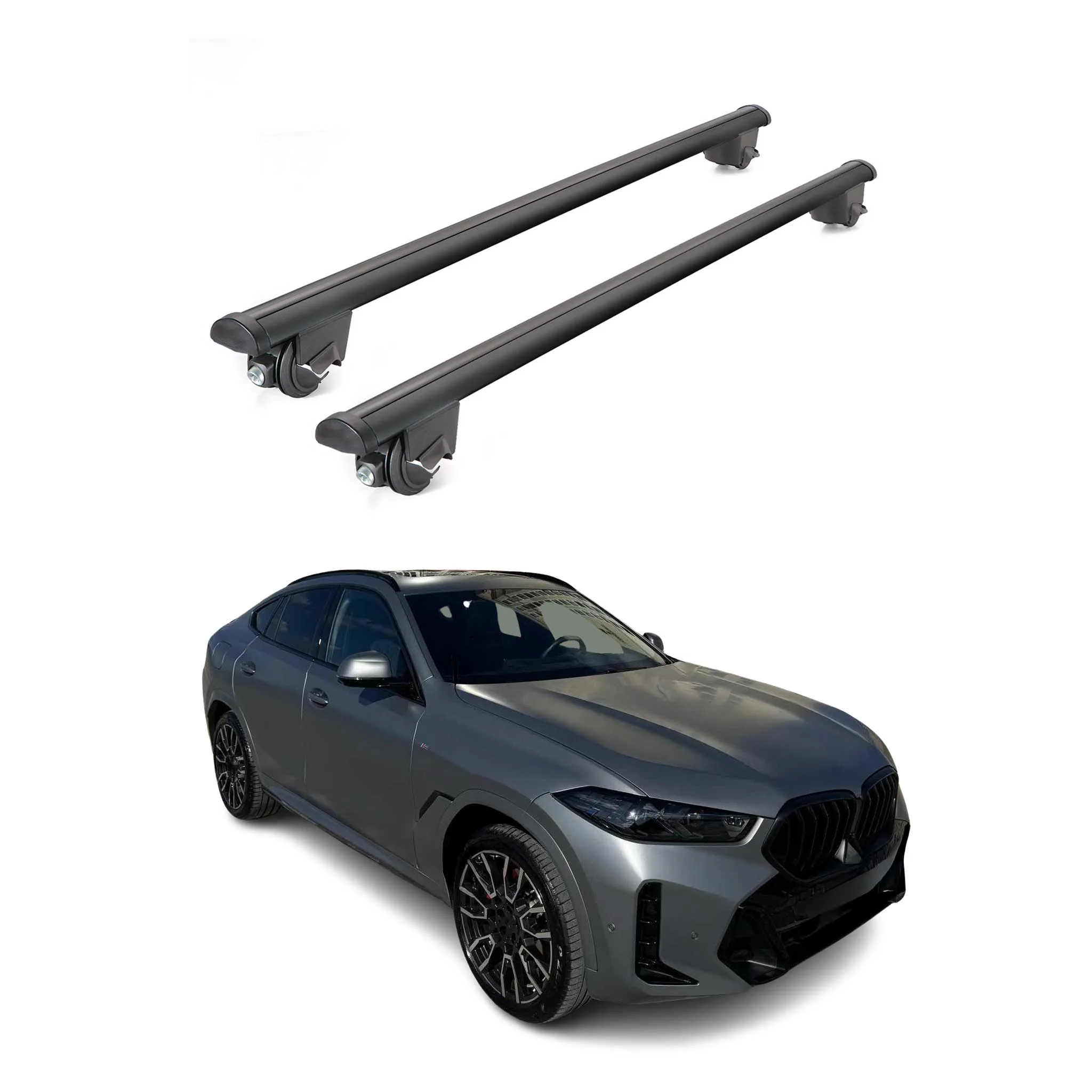 2020-2026 BMW X6 G06 Roof Rack Cross Bars Luggage Lbs Black 2 Pcs