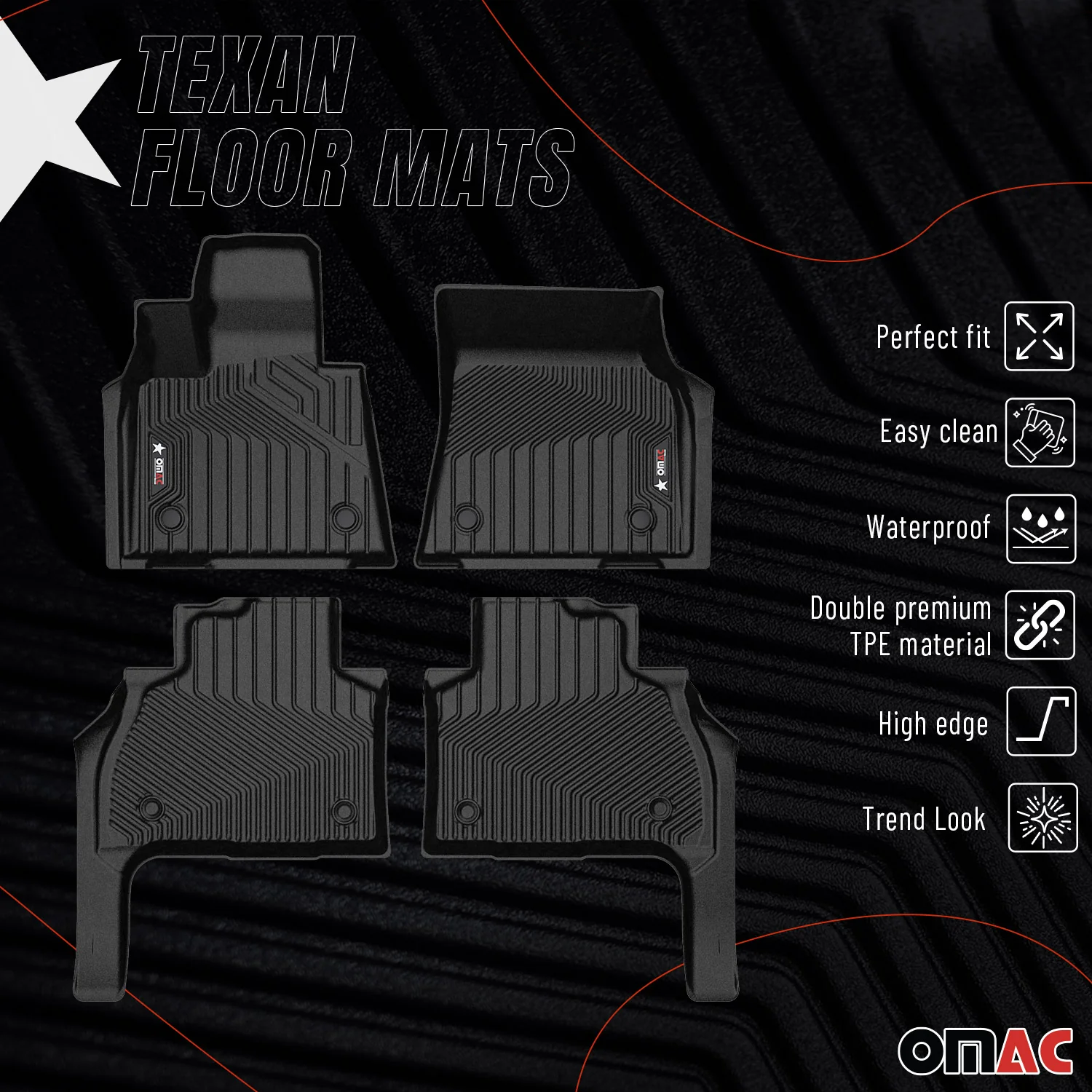 2019-2026 BMW X7 G07 Premium Floor Mats Liners 6 Seats First and Second Row Set Black - Image 2