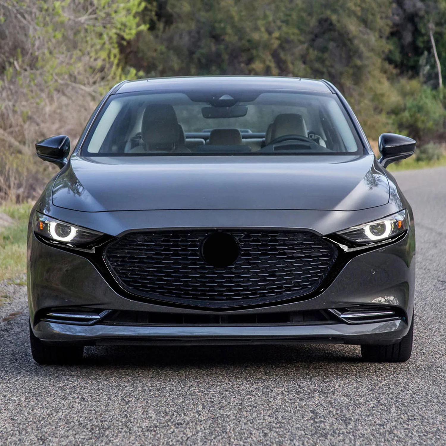2019-2025 Mazda 3 Grille Overlay Gloss Black 2Pcs ABS Plastic - Image 5