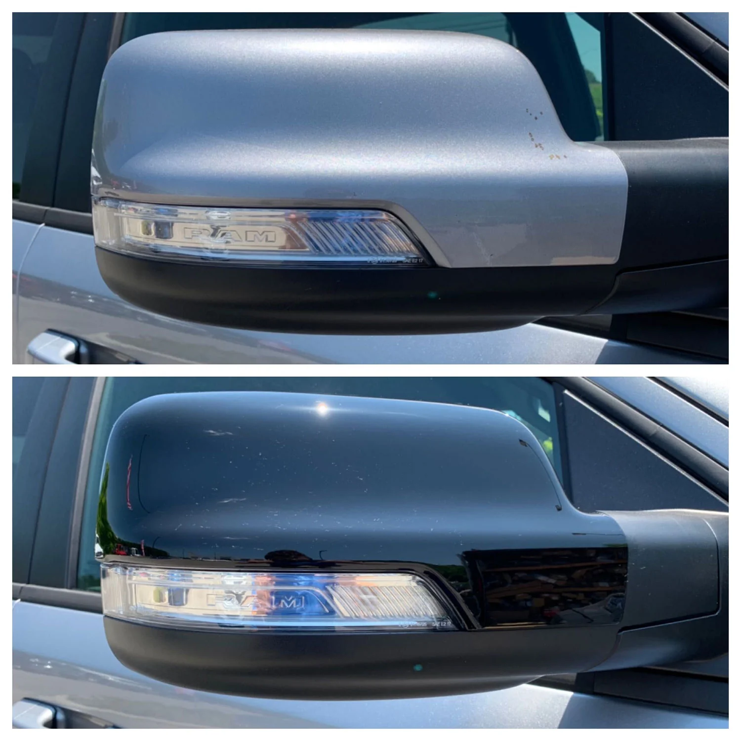 2019-2025 RAM RAM 1500 Mirror Cover Caps Gloss Black 2Pcs ABS Plastic - Image 5