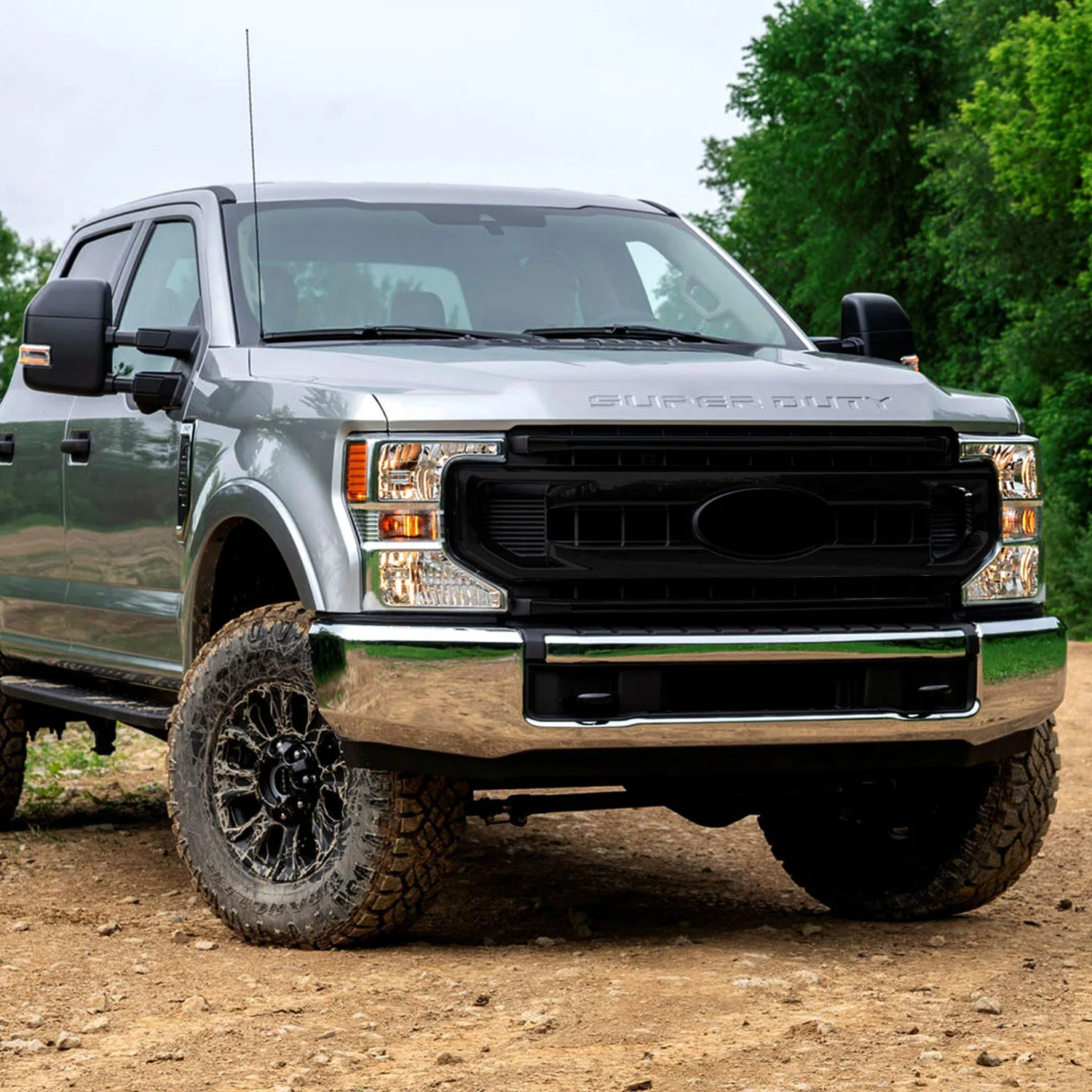 2020-2022 Ford F-250/350 Grille Overlay Gloss Black 3Pcs ABS Plastic - Image 5
