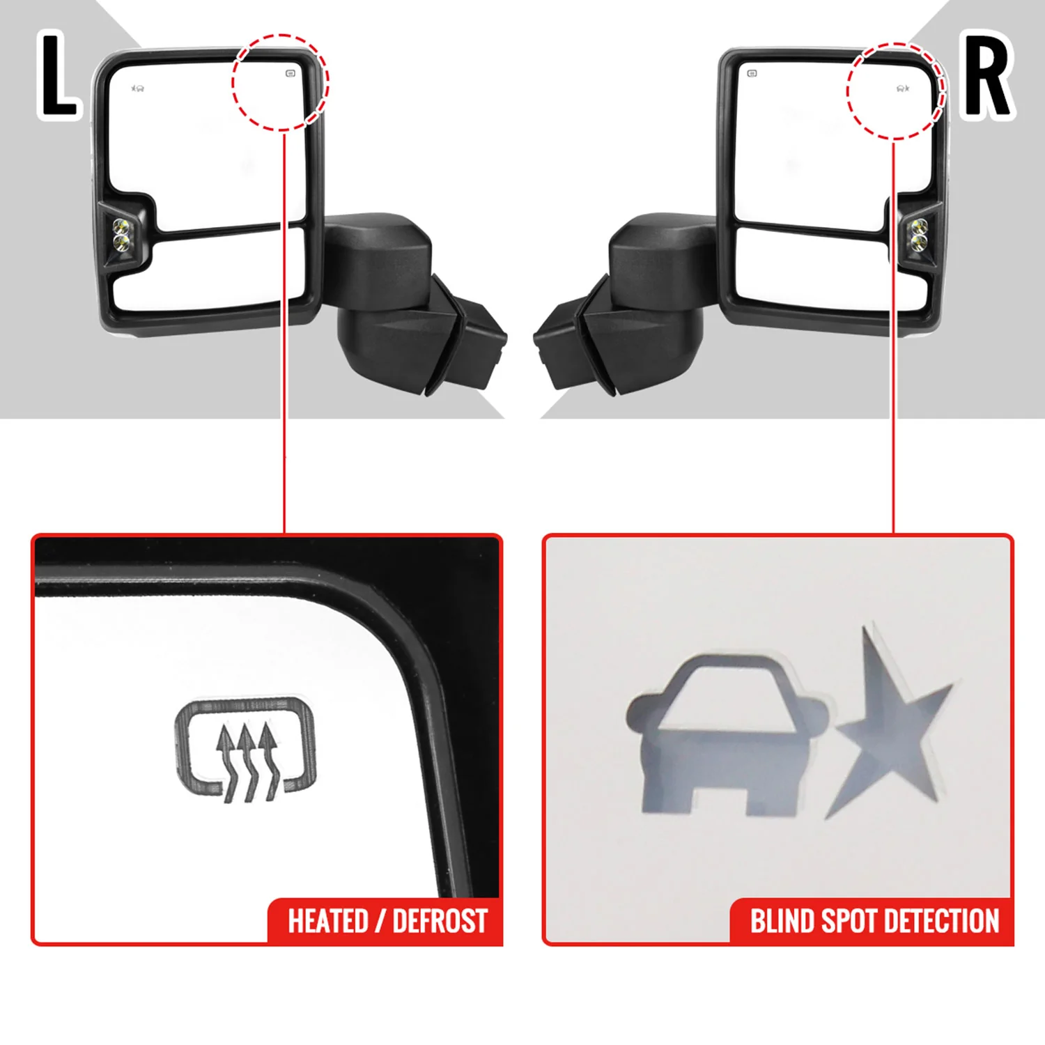 2020-2024 Chevy Silverado/Sierra 2500HD/3500HD Heated Chrome Towing Mirrors - Image 4