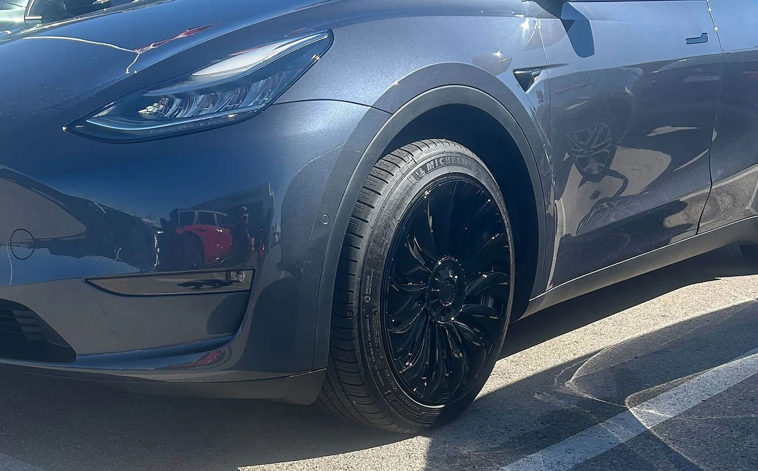 2020-2024 Tesla Y Wheel Cover Hubcaps Gloss Black 4Pcs ABS Plastic - Image 6