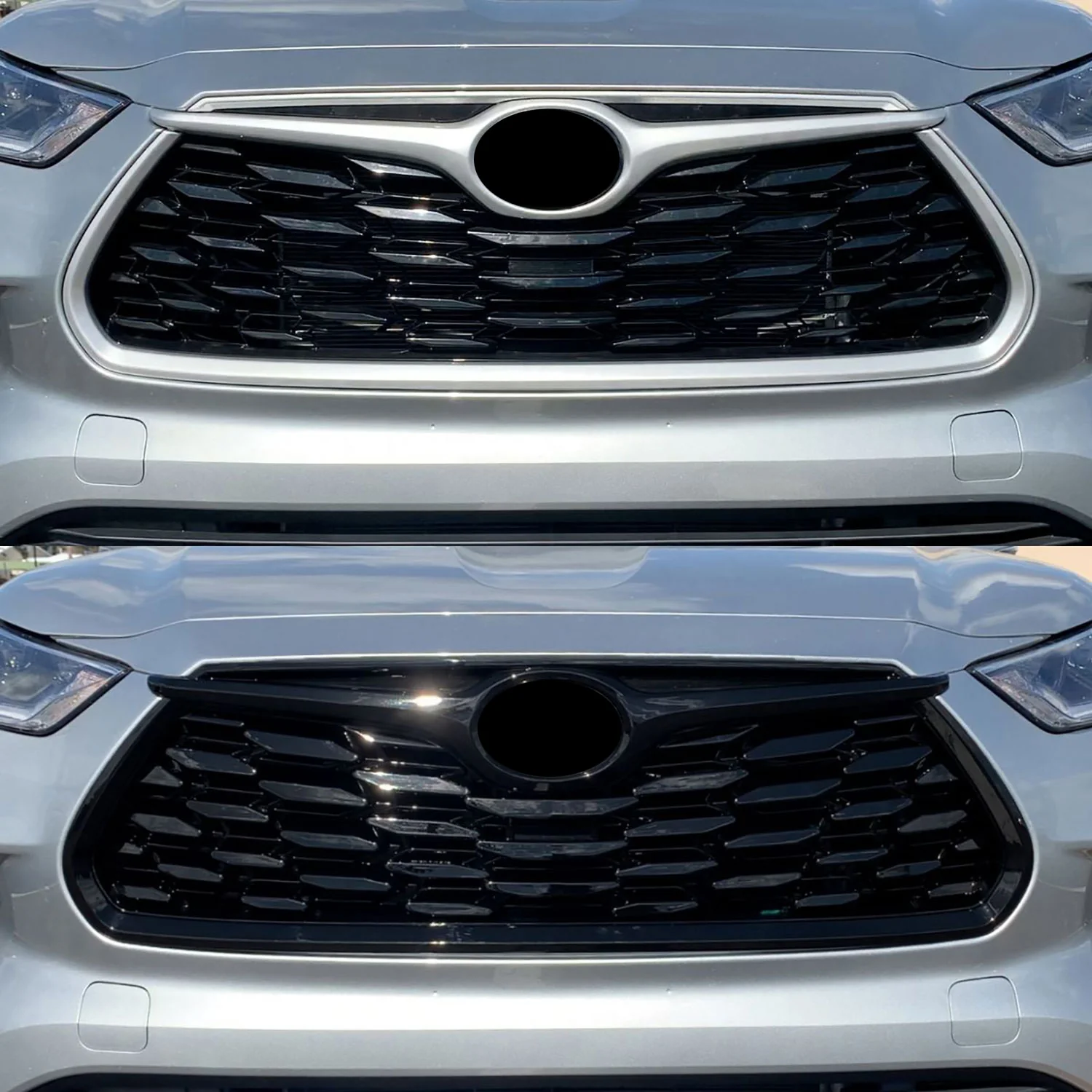 2020-2024 Toyota Highlander Grille Overlay Gloss Black 1Pcs ABS Plastic - Image 6