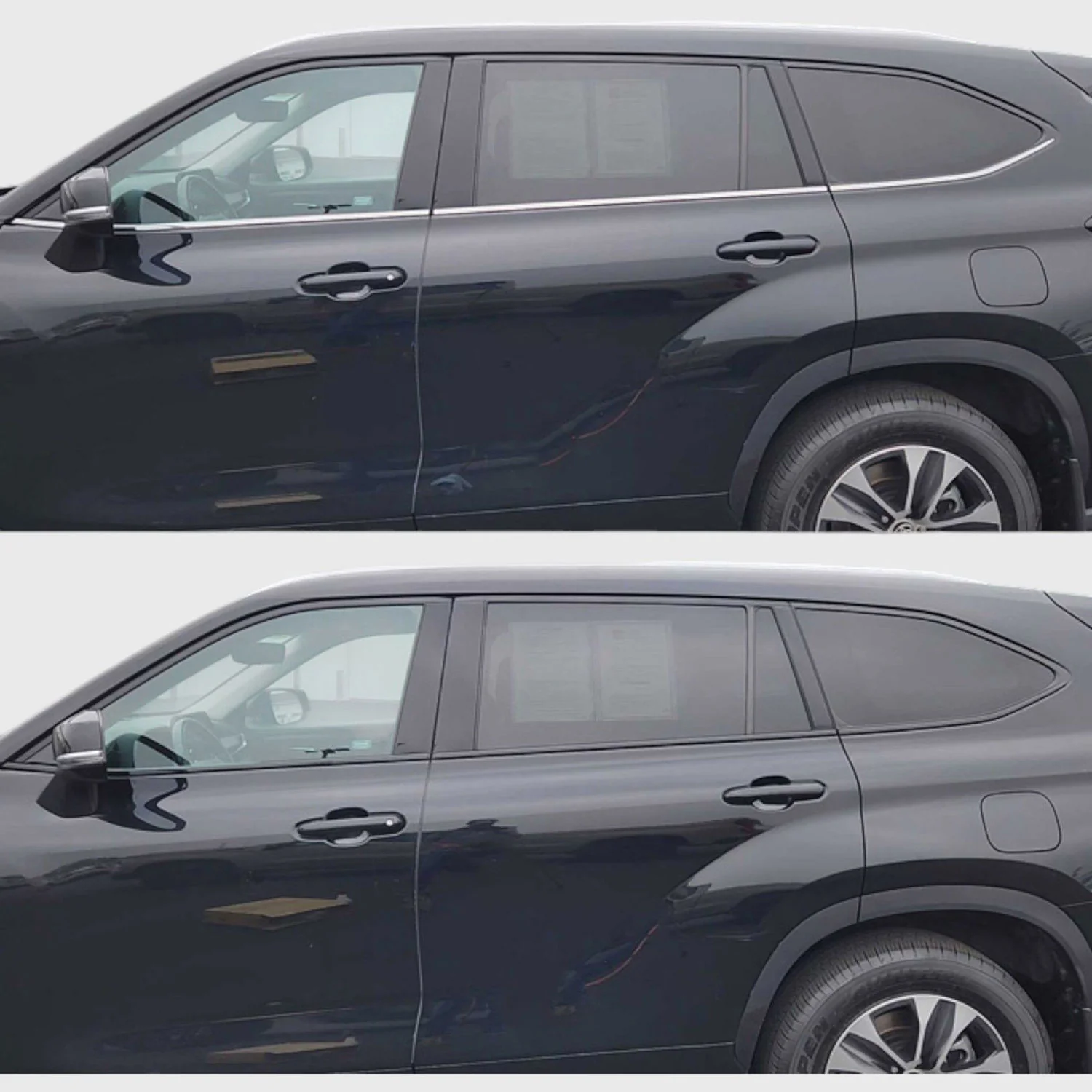 2020-2024 Toyota Highlander Window Trim Set Gloss Black 6Pcs ABS Plastic - Image 5