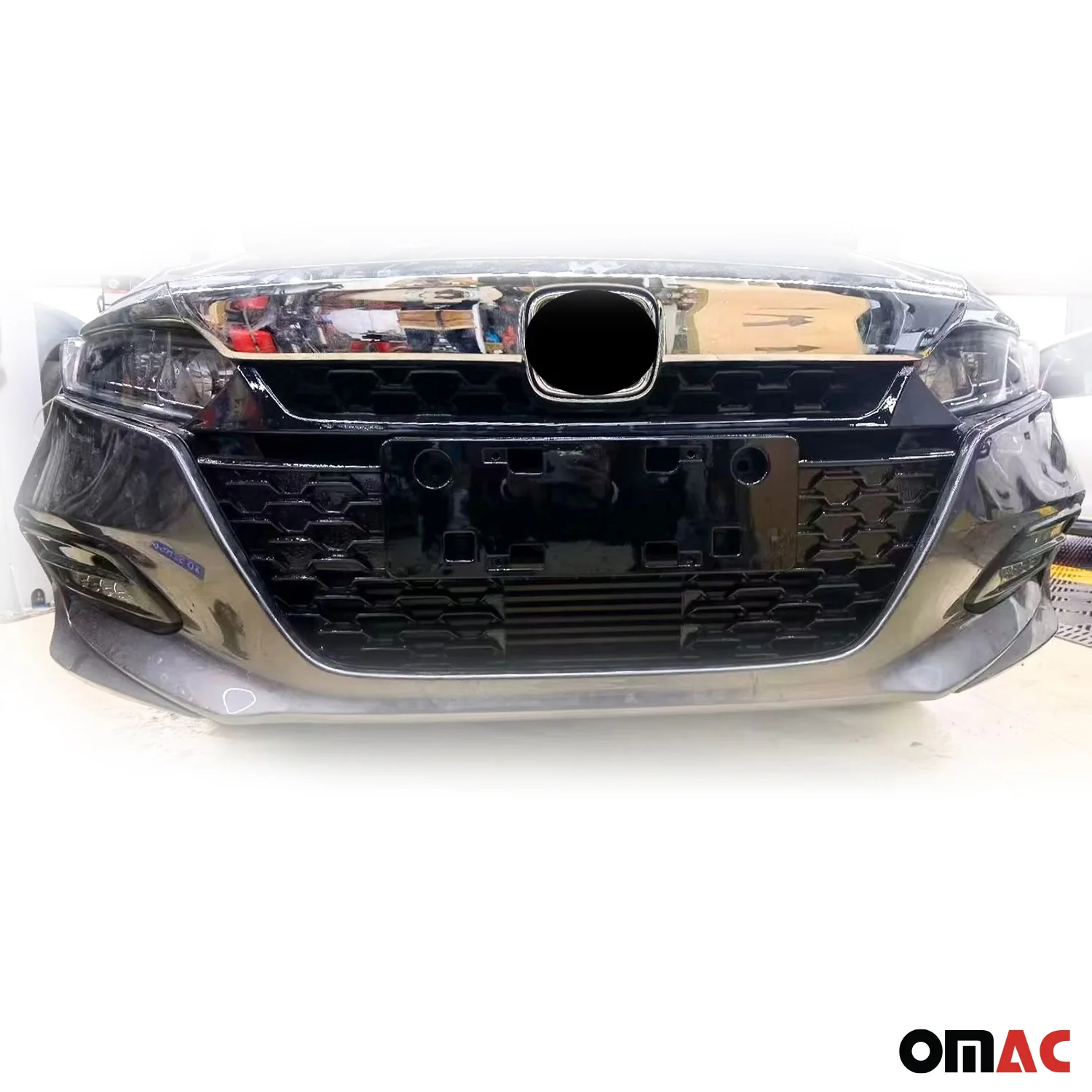 2021-2022 Honda Accord FL Sedan Front Grille Grill Set Chrome Black - Image 2