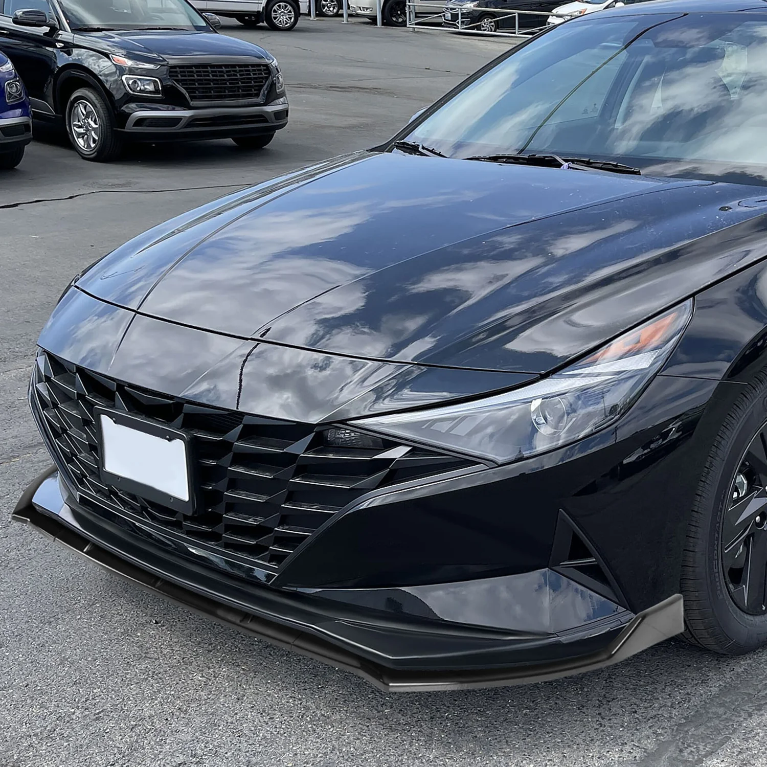 2021-2022 Hyundai Elantra Glossy Black 3Pcs Front Bumper Lip Splitter Kit - Image 10