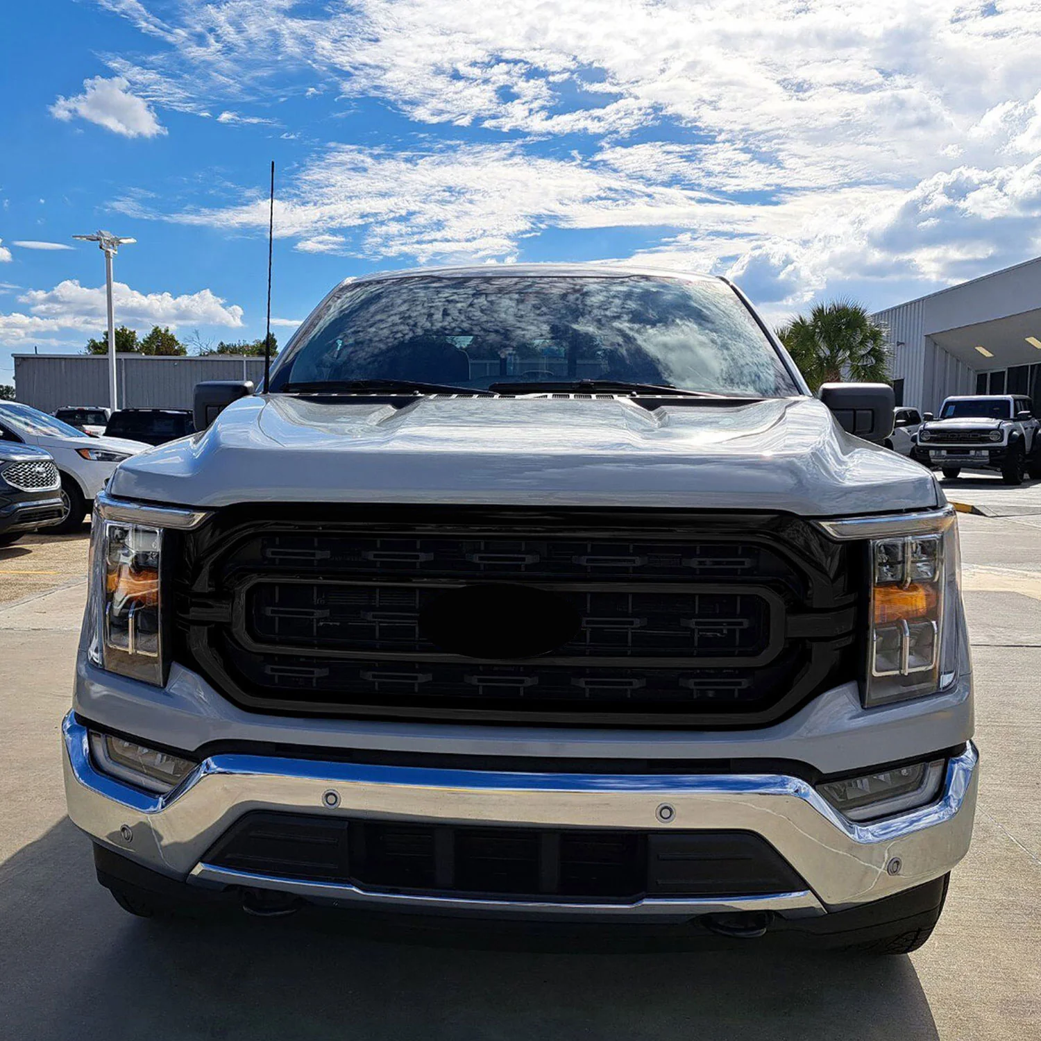 2021-2023 Ford F-150 Grille Overlay Gloss Black 3Pcs ABS Plastic - Image 4