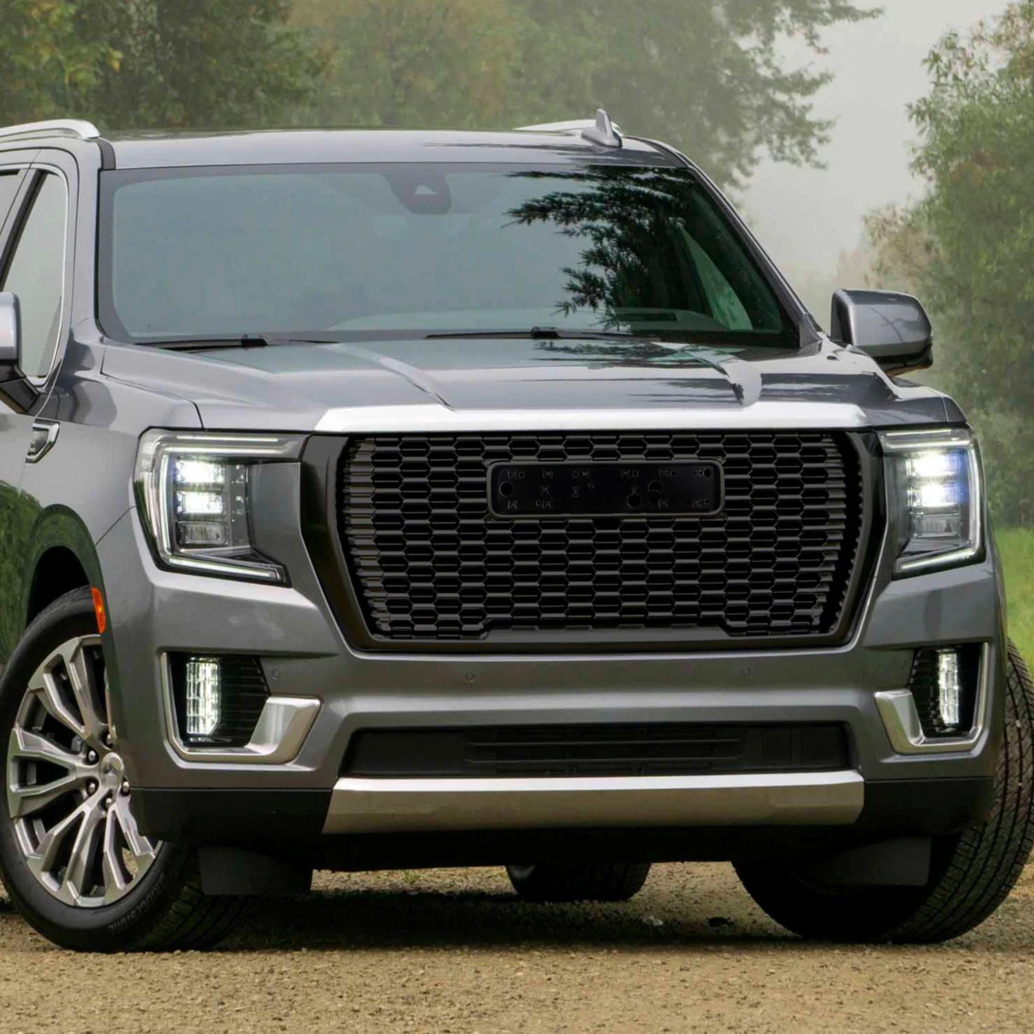 2021-2023 GMC Yukon/Yukon XL Denali Style Front Glossy Black Mesh Grille - Image 10