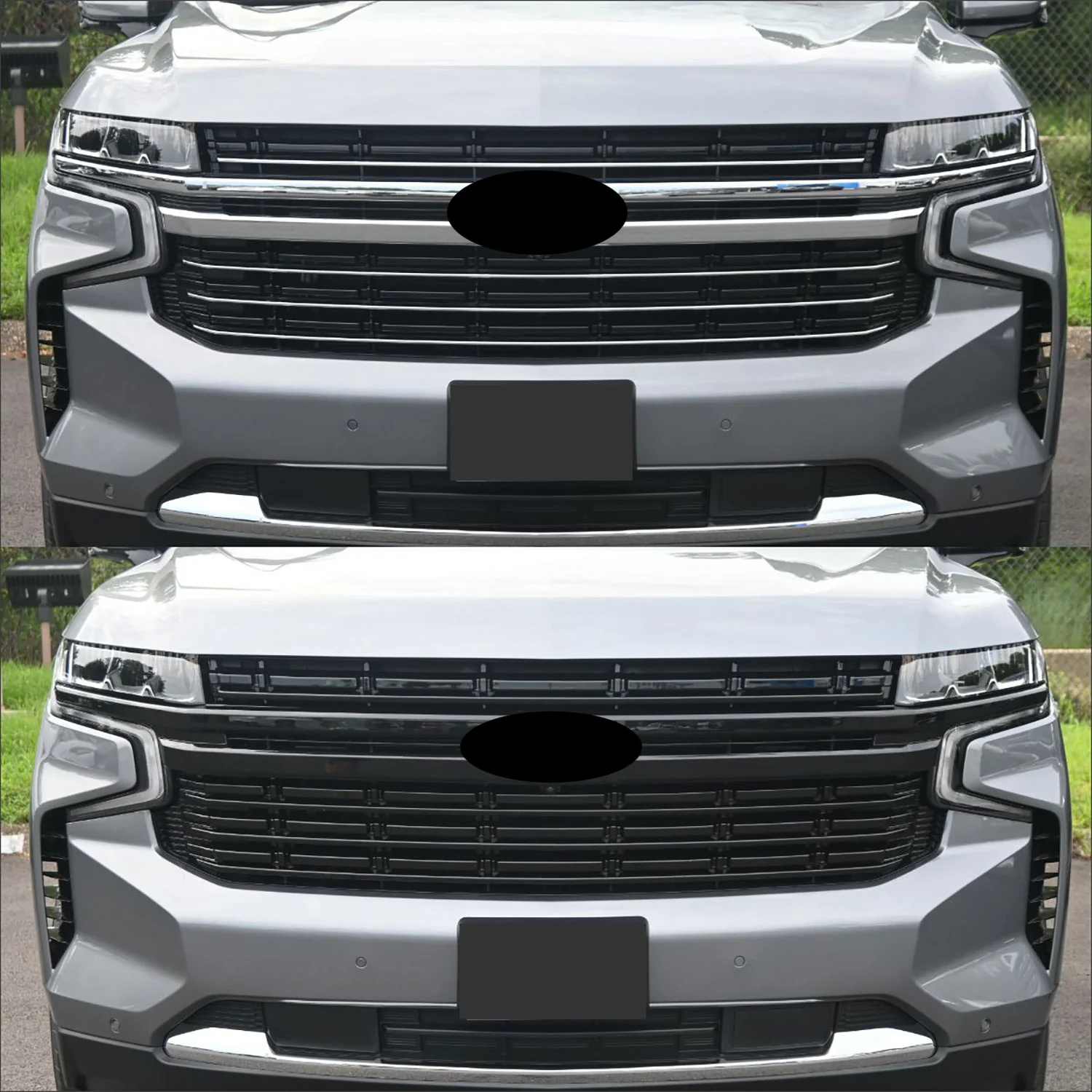 2021-2024 Chevrolet Suburban / Tahoe Grille Overlay Gloss Black 5Pcs ABS Plastic - Image 6