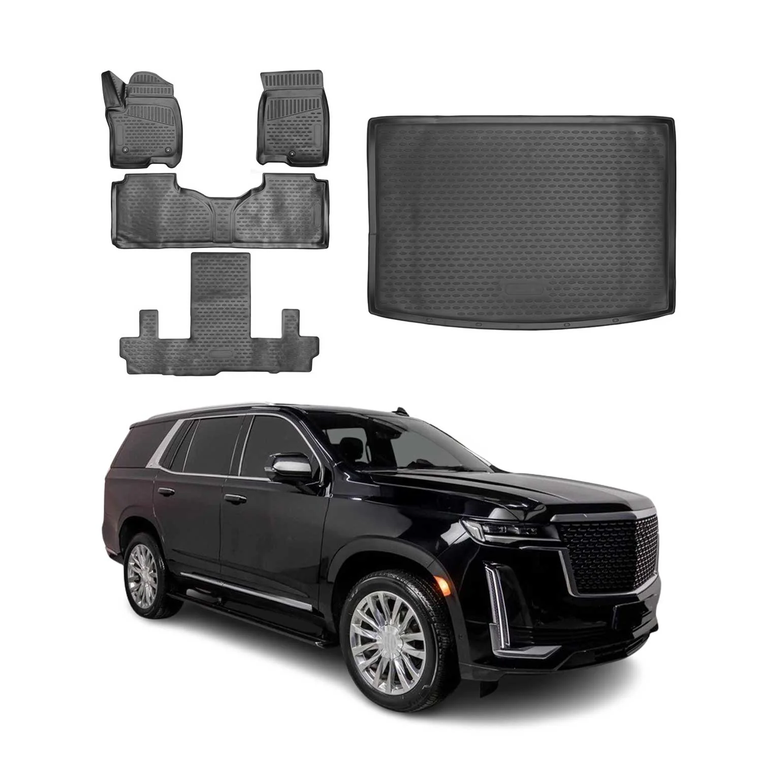 2021-2026 Cadillac Escalade ESV Floor Mats & Cargo Liner Full Set Black