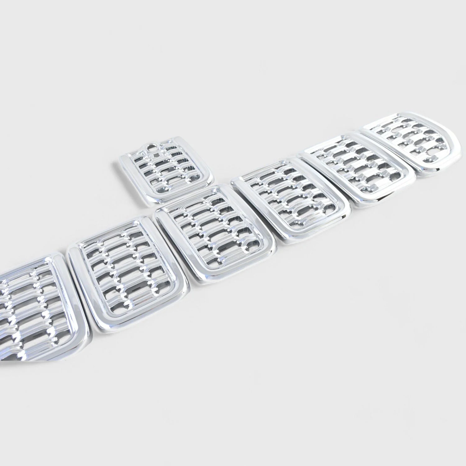 2021-2025 Jeep Grand Cherokee L Grille Overlay Chrome 8Pcs ABS Plastic - Image 2
