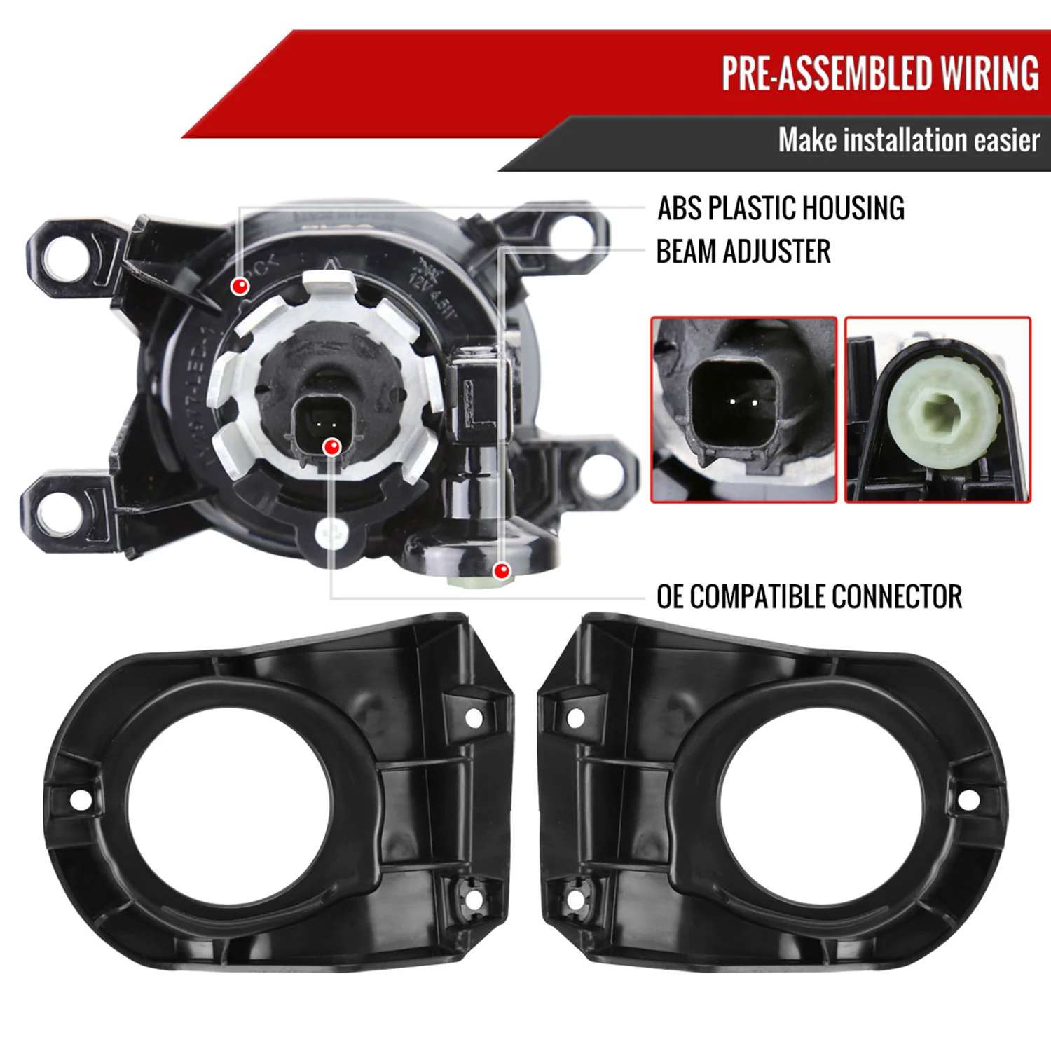 2022-2023 Toyota Corolla Cross LED Fog Lights Kit Chrome Housing/Clear Lens - Image 7