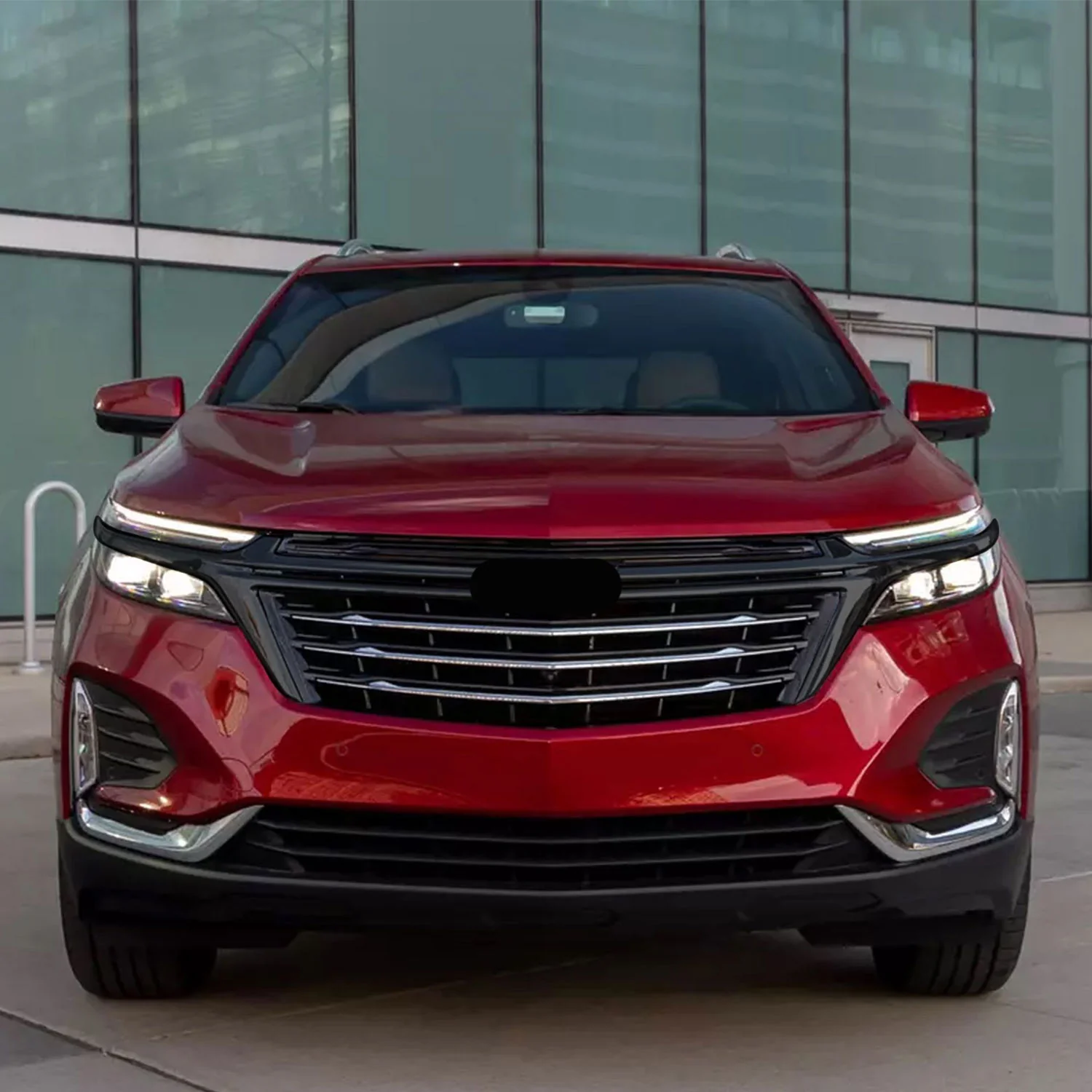 2022-2024 Chevrolet Equinox Grille Overlay Gloss Black 2Pcs ABS Plastic - Image 5