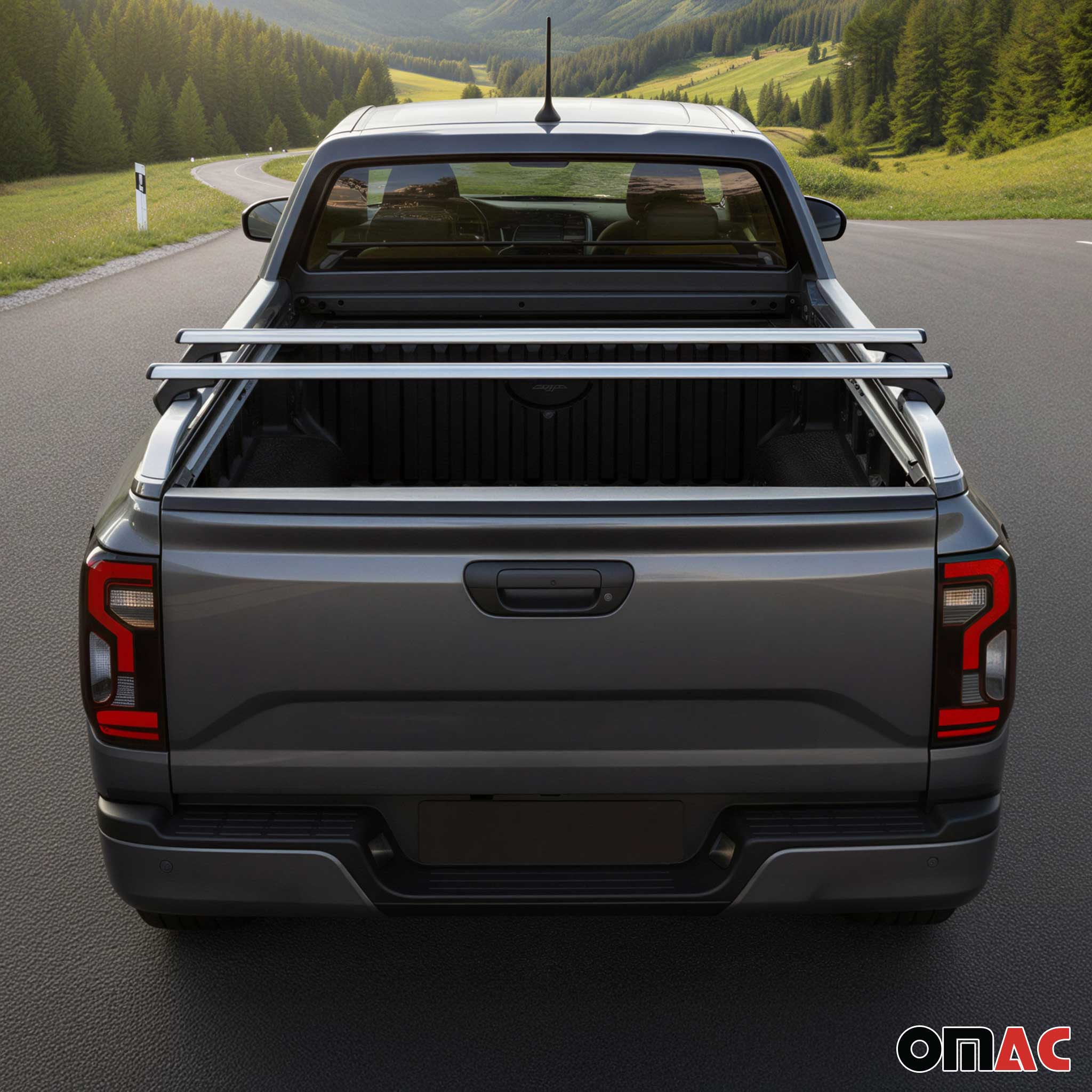 2022-2024 Ford Ranger II Trunk Bed Carrier Roof Rack Alu Gray 2 Pcs - Image 3