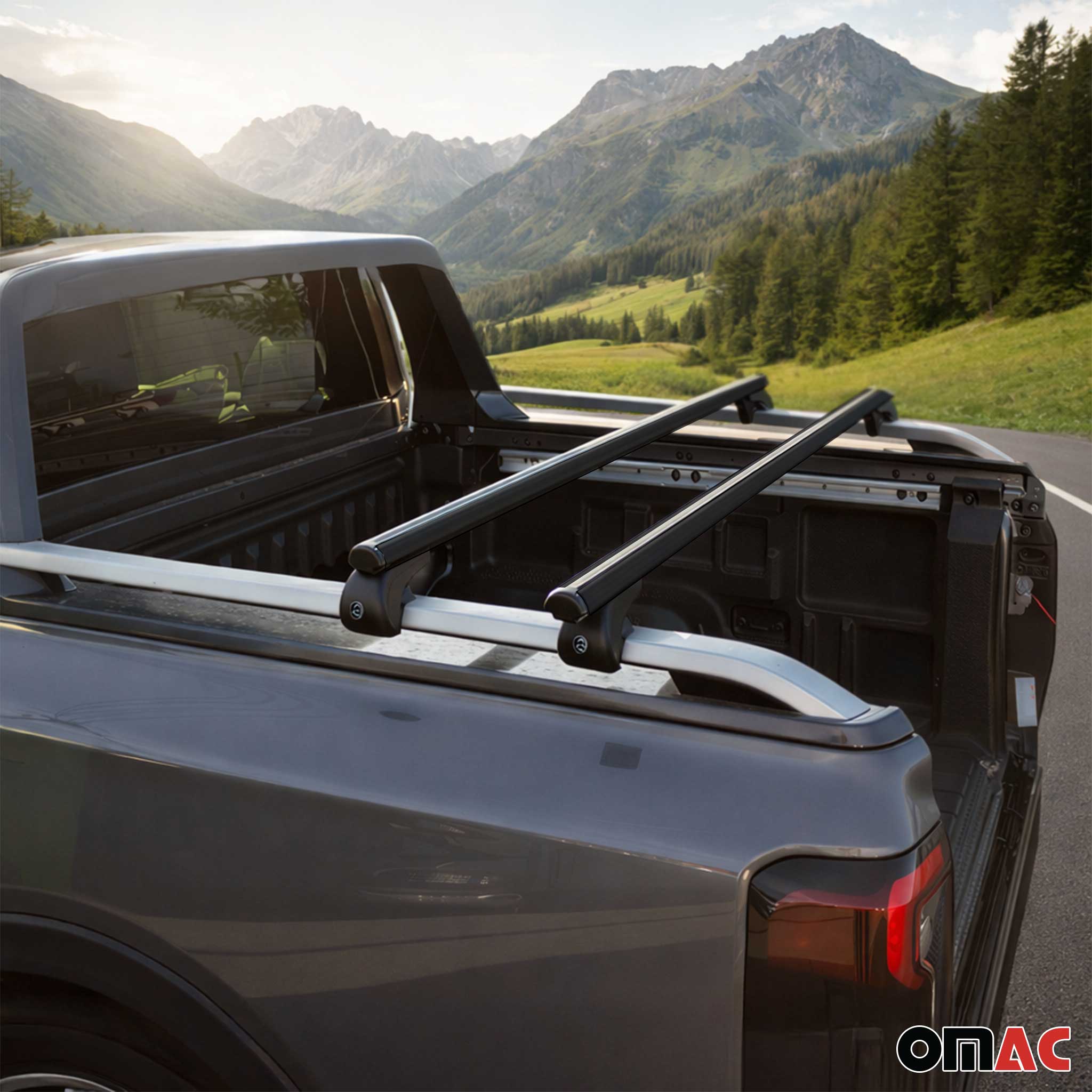 2022-2024 Ford Ranger II Trunk Bed Carrier Roof Racks Alu Black 2 Pcs - Image 2