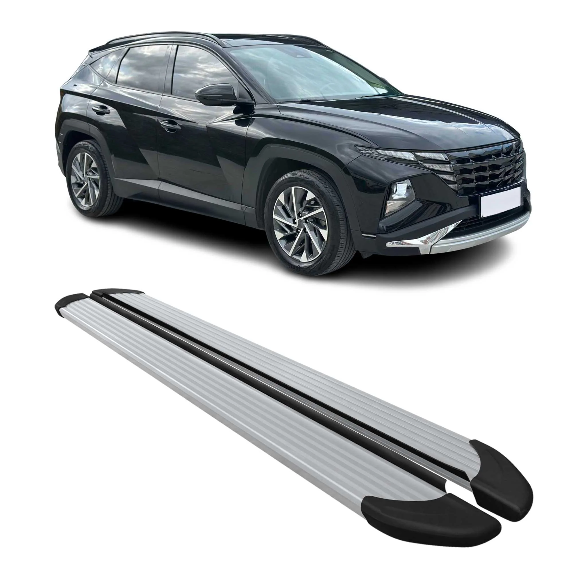 2022-2026 Hyundai Tucson Running Boards Side Step Nerf Bars Silver 2Pcs