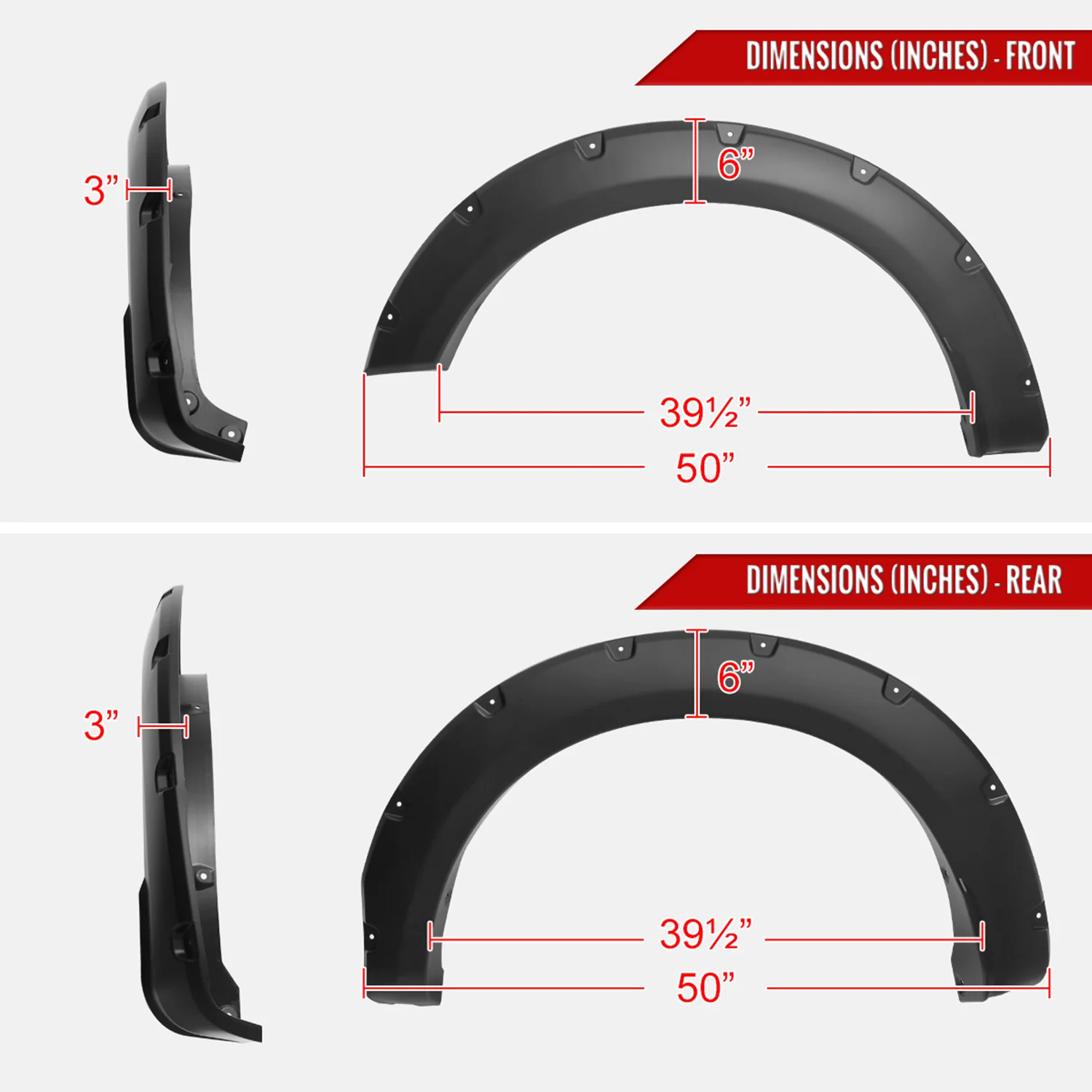 2023-2024 Ford F250 F350 Matte Black Rivet Style Fender Flares Protector - Image 2
