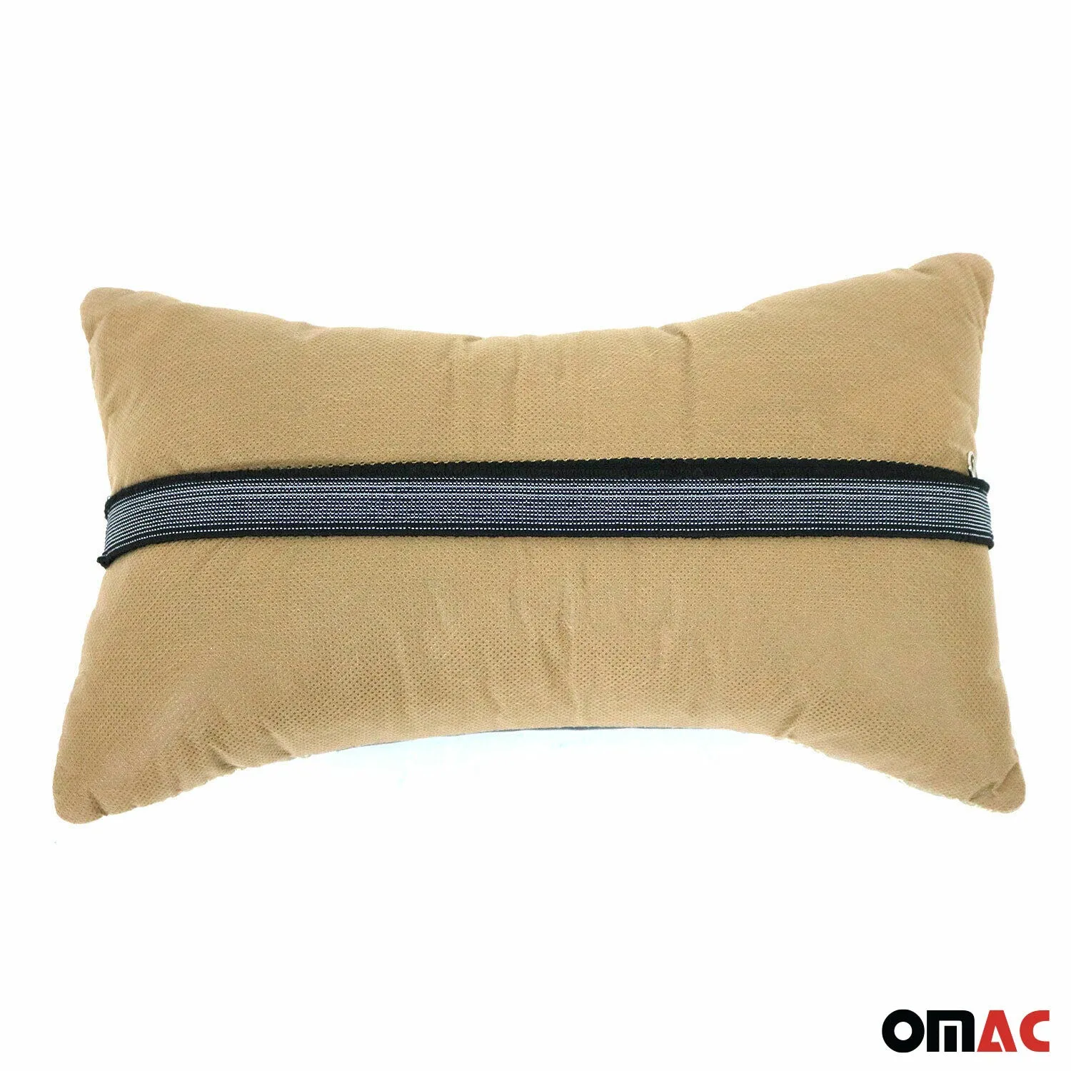 2x Car Seat Neck Pillow Head Shoulder Rest Pad Fabric and PU Leather Beige - Image 4