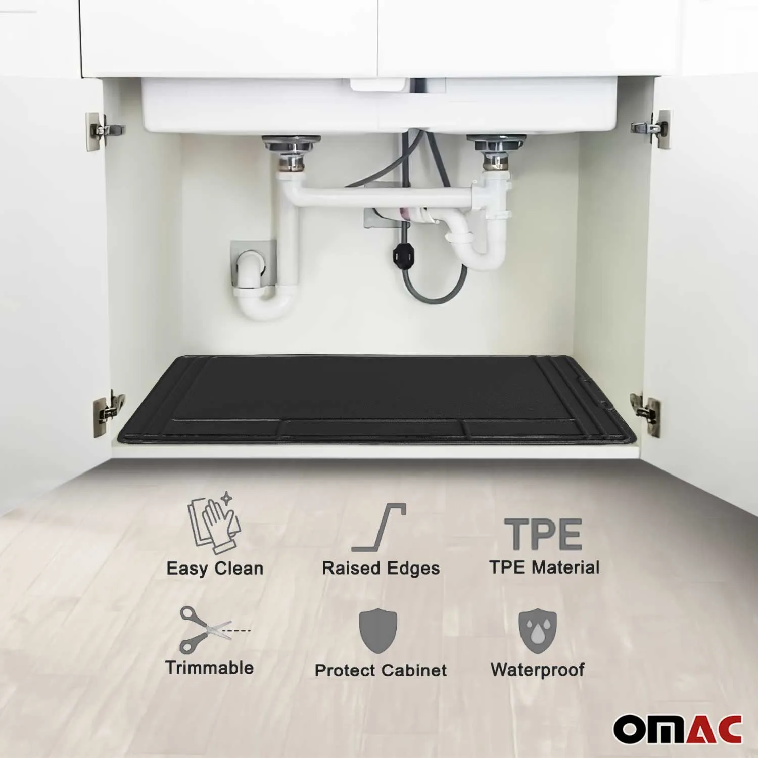 2x High Quality Kitchen Under Sink Cabinet Protection Mat Waterproof Raised Edge - Image 2