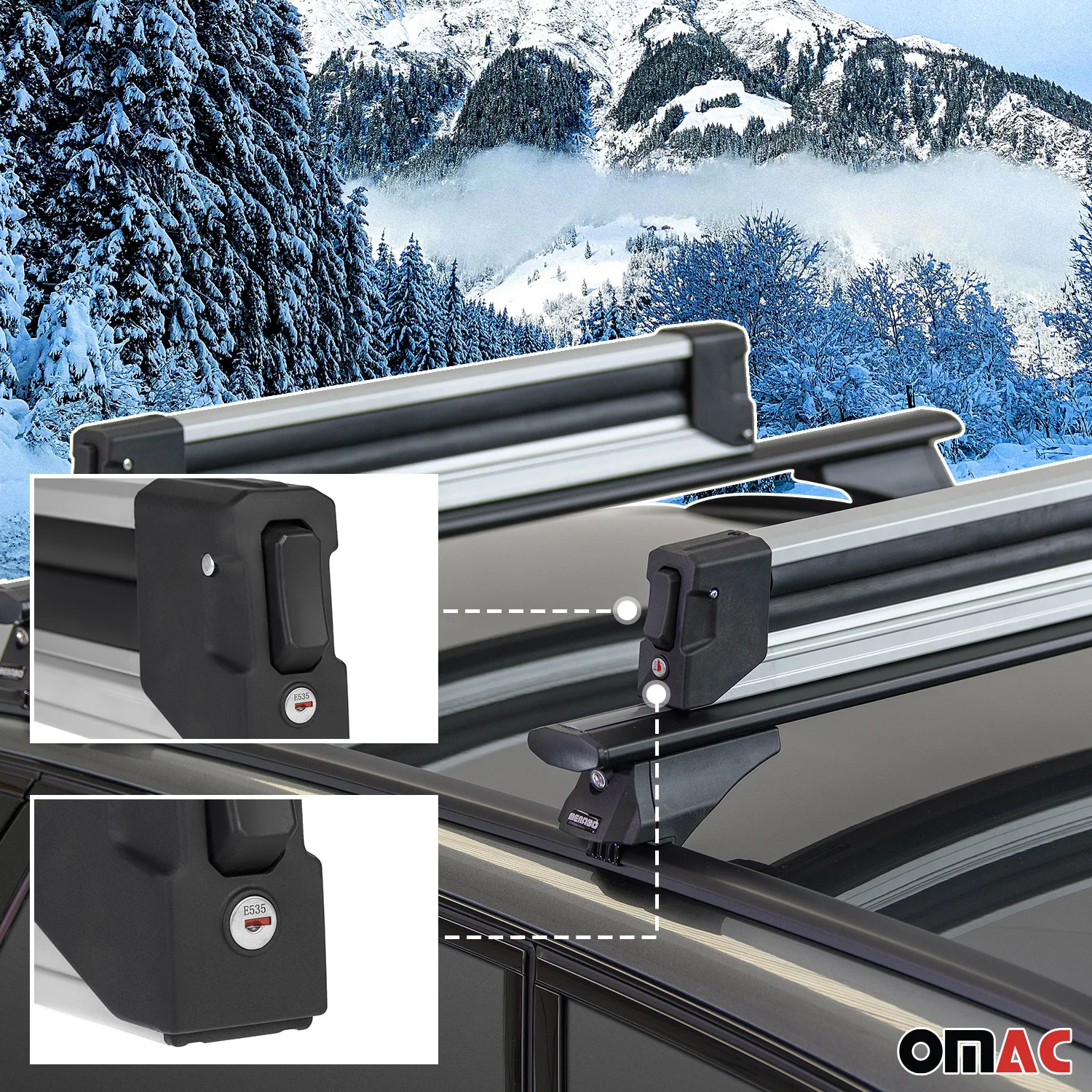 32.2" Ski Rack Snowboard Carriers Top Holder Roof Rack Lockable - Image 5