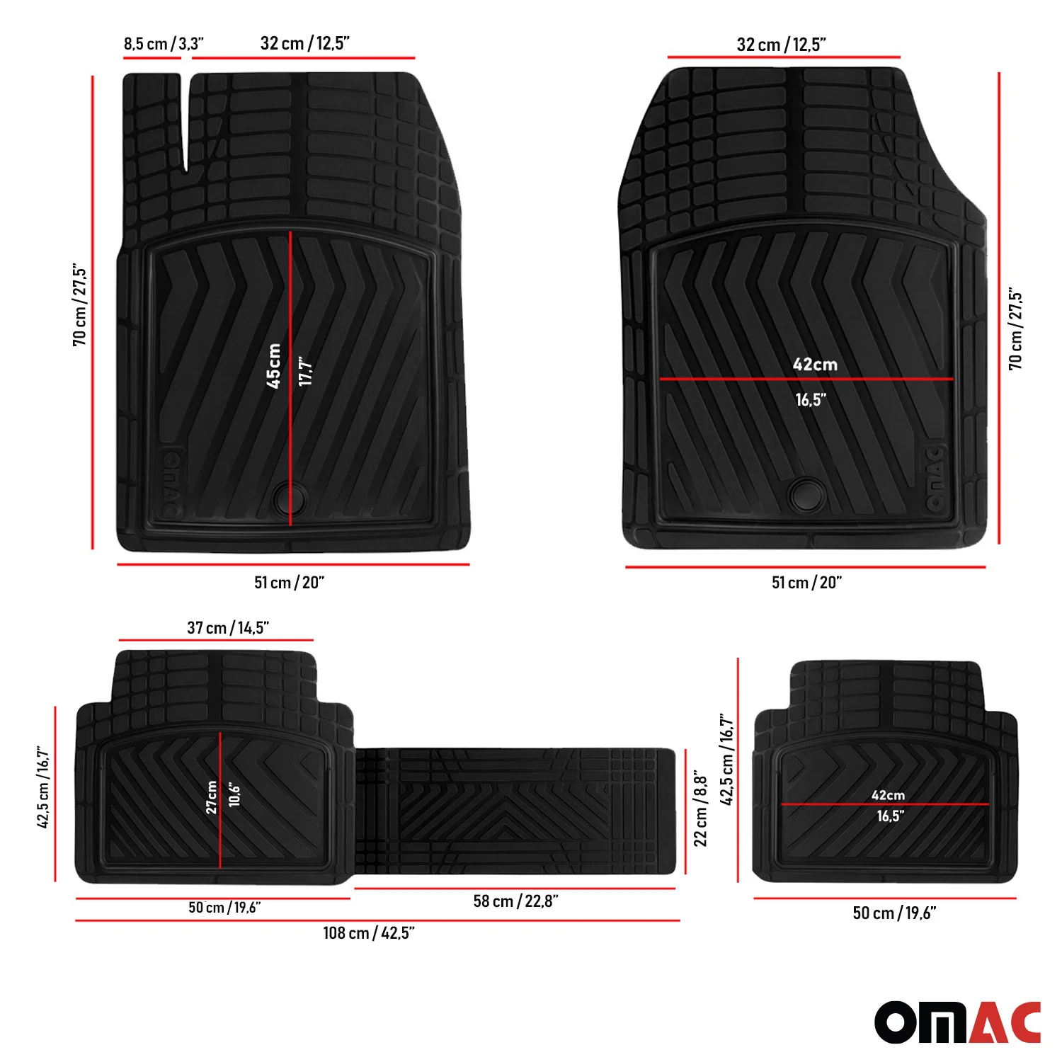 Toyota Camry Semi-Custom fit Floor Mats Liner All Weather 3D Black Waterproof 4Pcs - Image 7