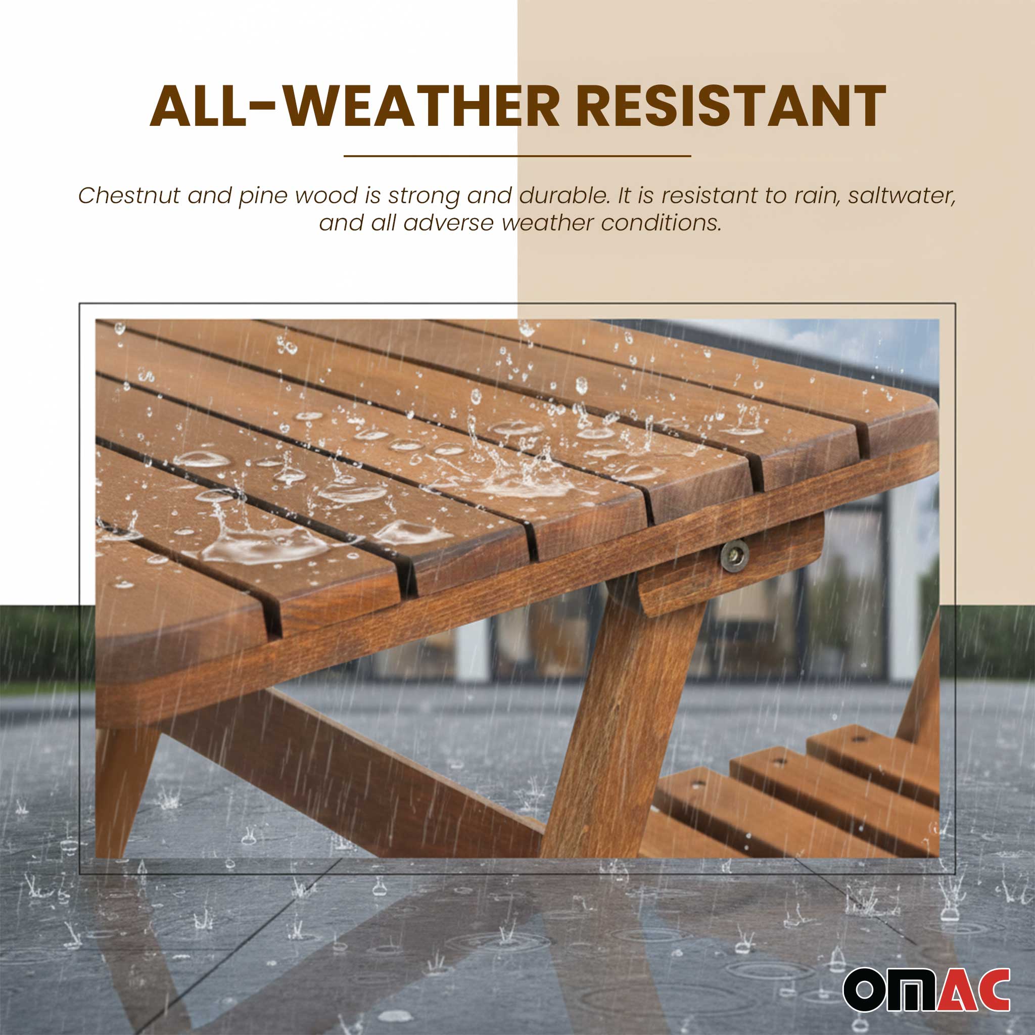 3Pcs Folding Wooden Bistro Set Dining Indoor Outdoor Furniture BBQ Picnic Party - Image 4