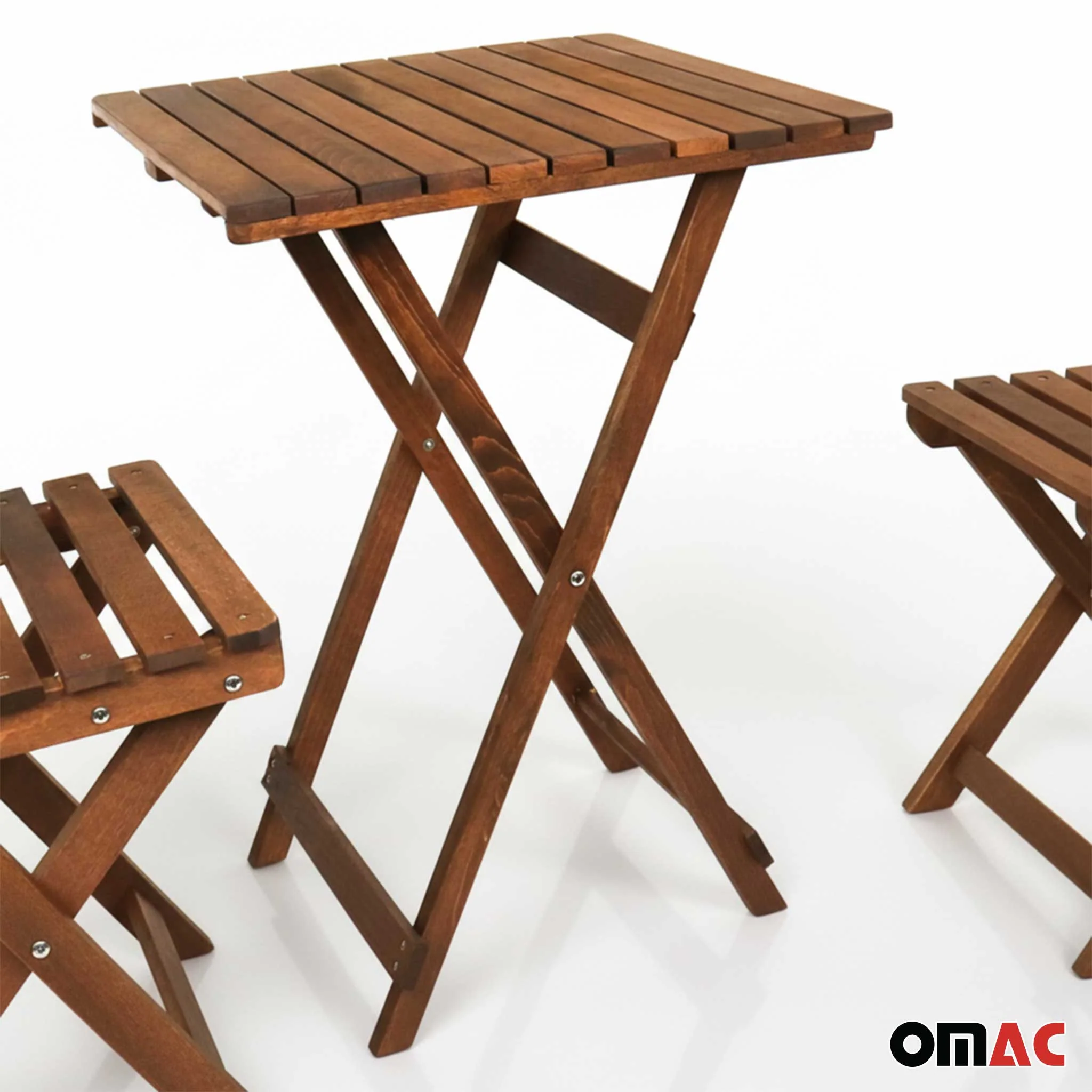 3Pcs Folding Wooden Bistro Set Dining Indoor Outdoor Furniture BBQ Picnic Party - Image 9