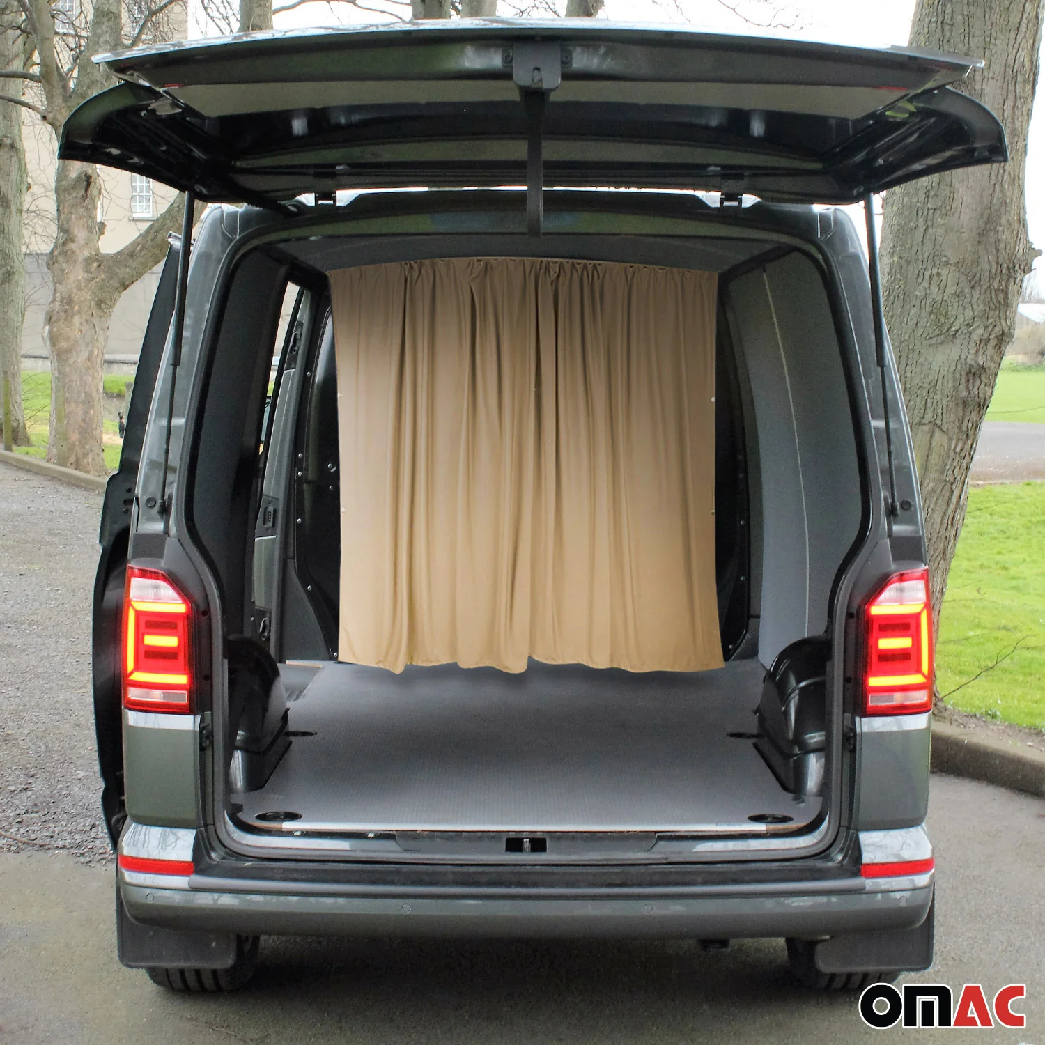 RAM ProMaster Cabin Divider Curtain Privacy Curtains Beige 2 Curtains - Image 2