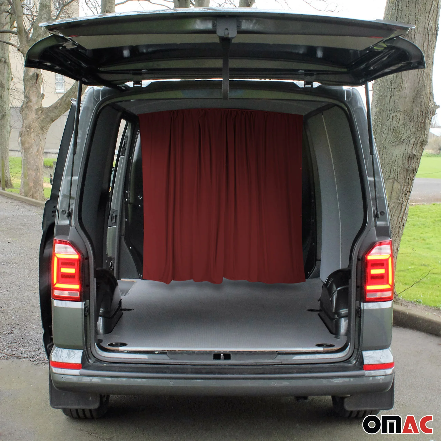 Ford Transit Cabin Divider Curtain Privacy Curtains Red 2 Curtains - Image 2