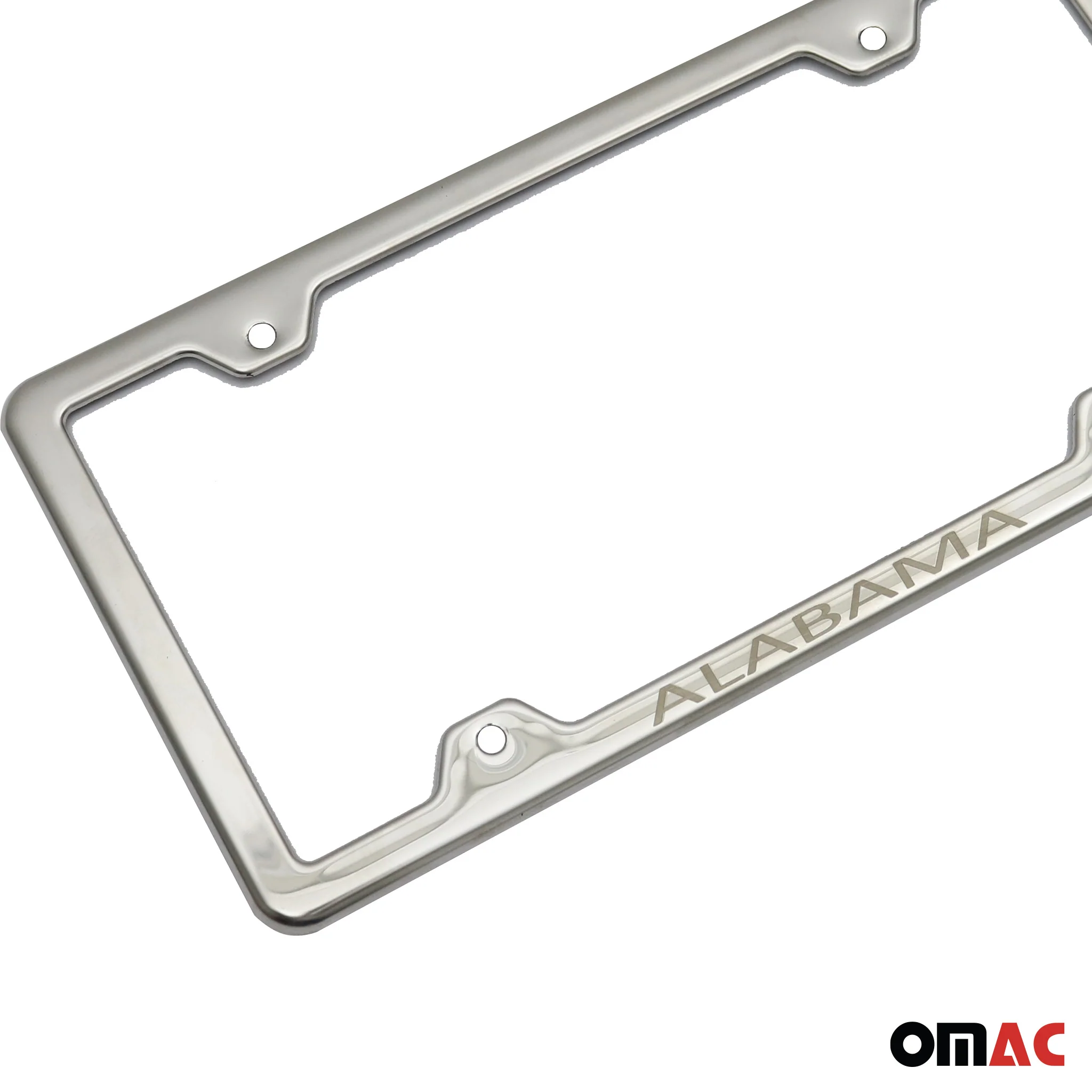 ALABAMA Print License Plate Frame Tag Holder Chrome S. Steel 2 pcs. - Image 7