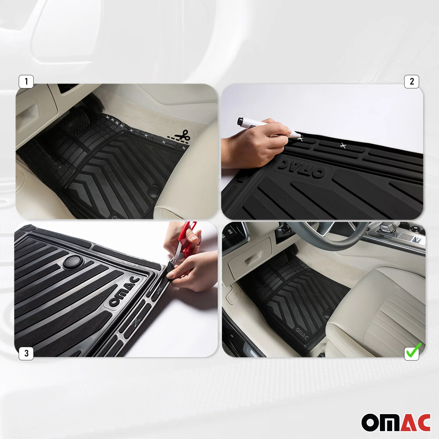 Mini Semi-Custom fit Floor Mats Liner All Weather 3D Black Waterproof 4Pcs - Image 4
