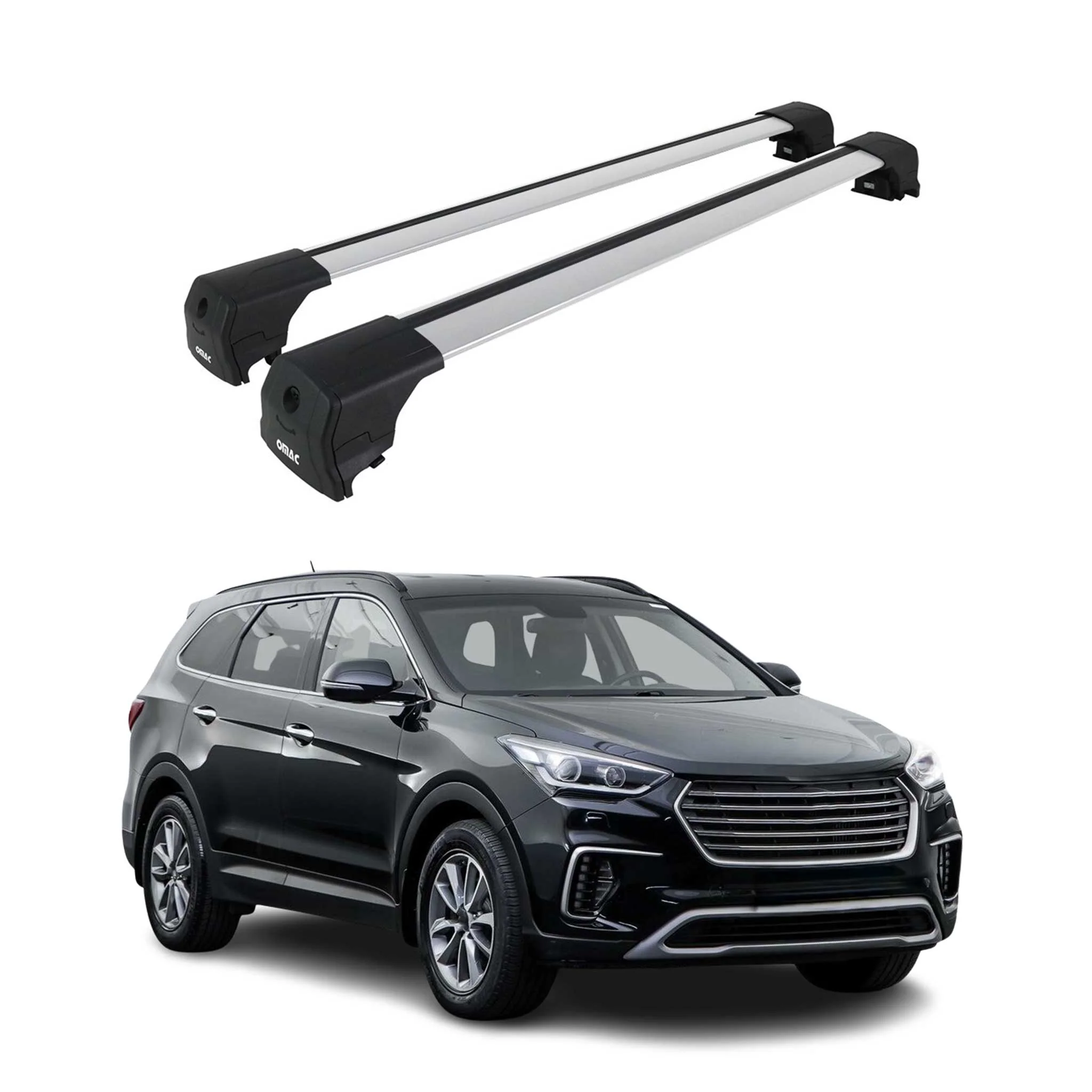 Alu Roof Racks Cross Bars Carrier for Hyundai Santa Fe 3.gen 2013-2018 Gray 2x