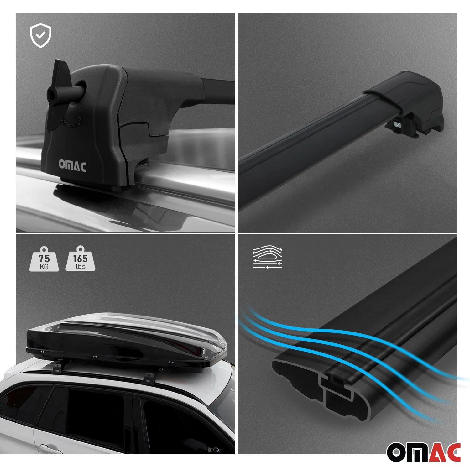 Alu Roof Racks Cross Bars Carrier for Mercedes GLC Class X254 2023-2026 Black 2x - Image 4