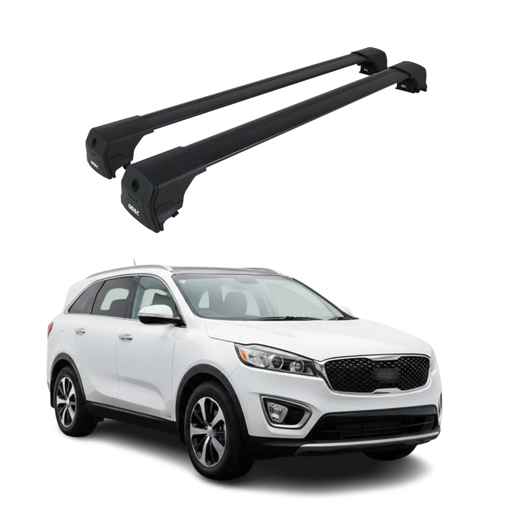 Aluminium Roof Racks Cross Bars Carrier for Kia Sorento 3.gen 2016-2020 Black 2x