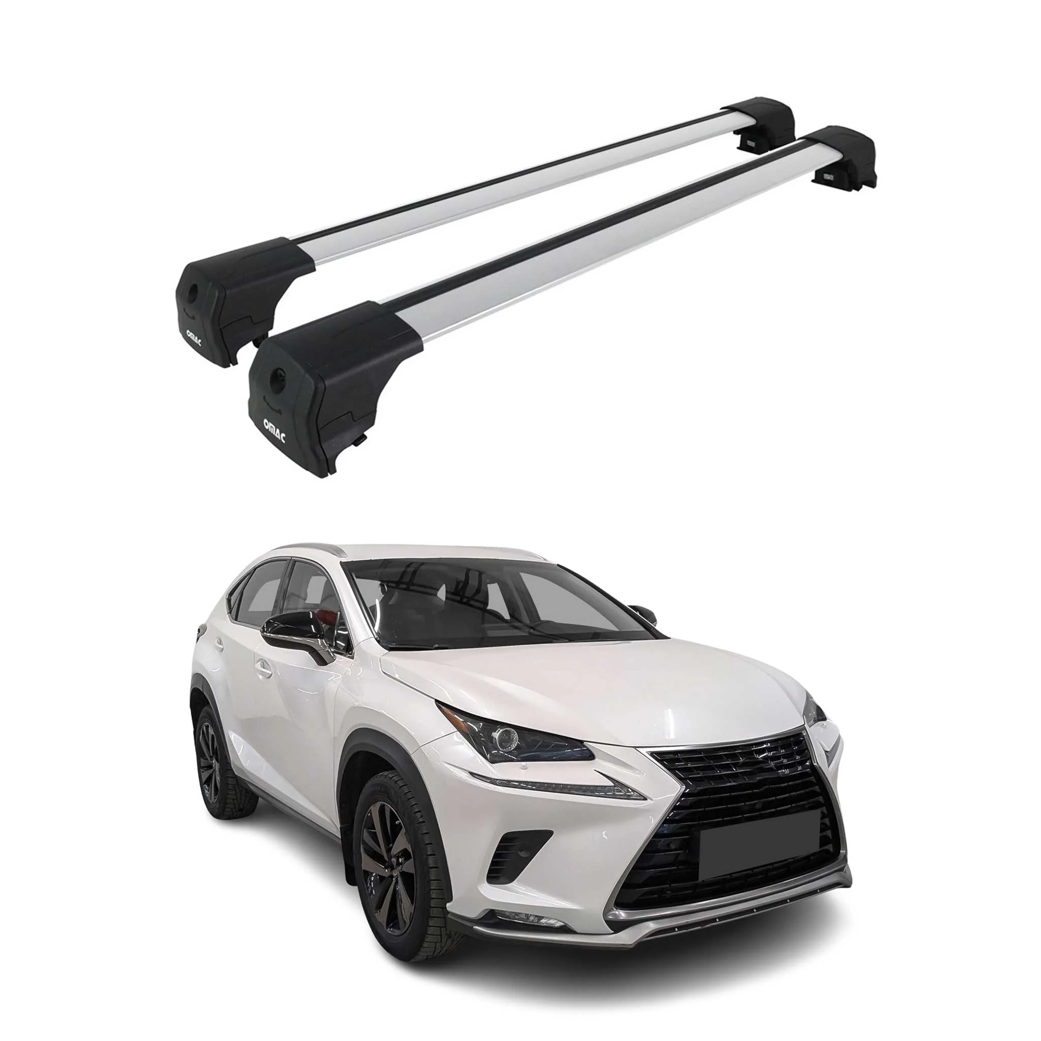 Aluminium Roof Racks Cross Bars Carrier for Lexus NX 1.gen 2015-2021 Gray 2x