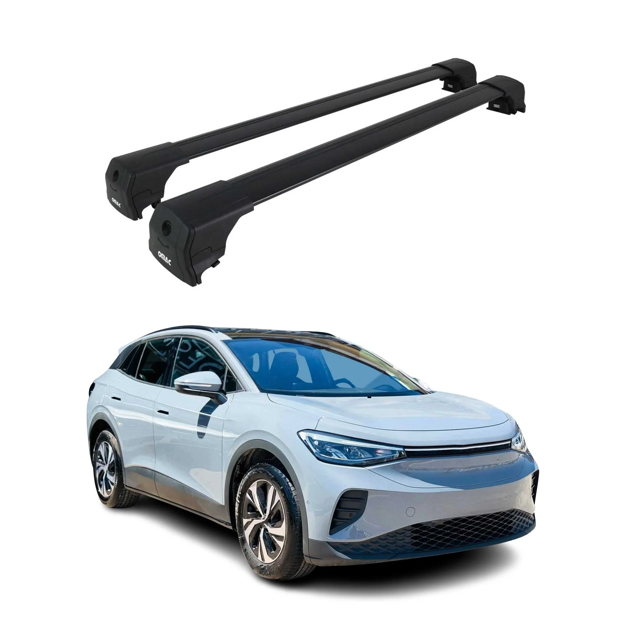 Aluminium Roof Racks Cross Bars Carrier for Volkswagen ID.4 2021-2026 Black 2Pcs