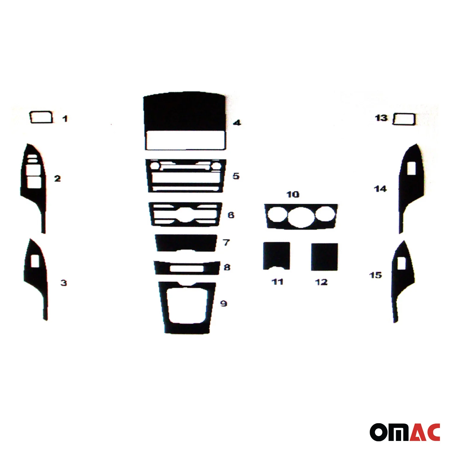 2009-2013 Toyota Corolla Sedan Aluminium Look Dashboard Console Trim Kit 15 Pcs - Image 2