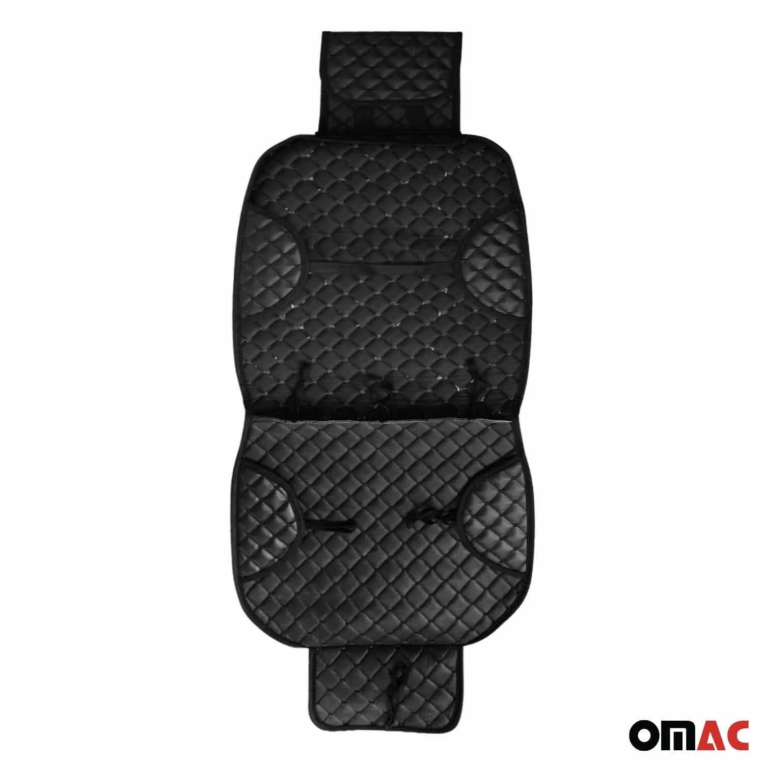 Smart Leather Breathable Front Seat Cover Pads Black - Image 9