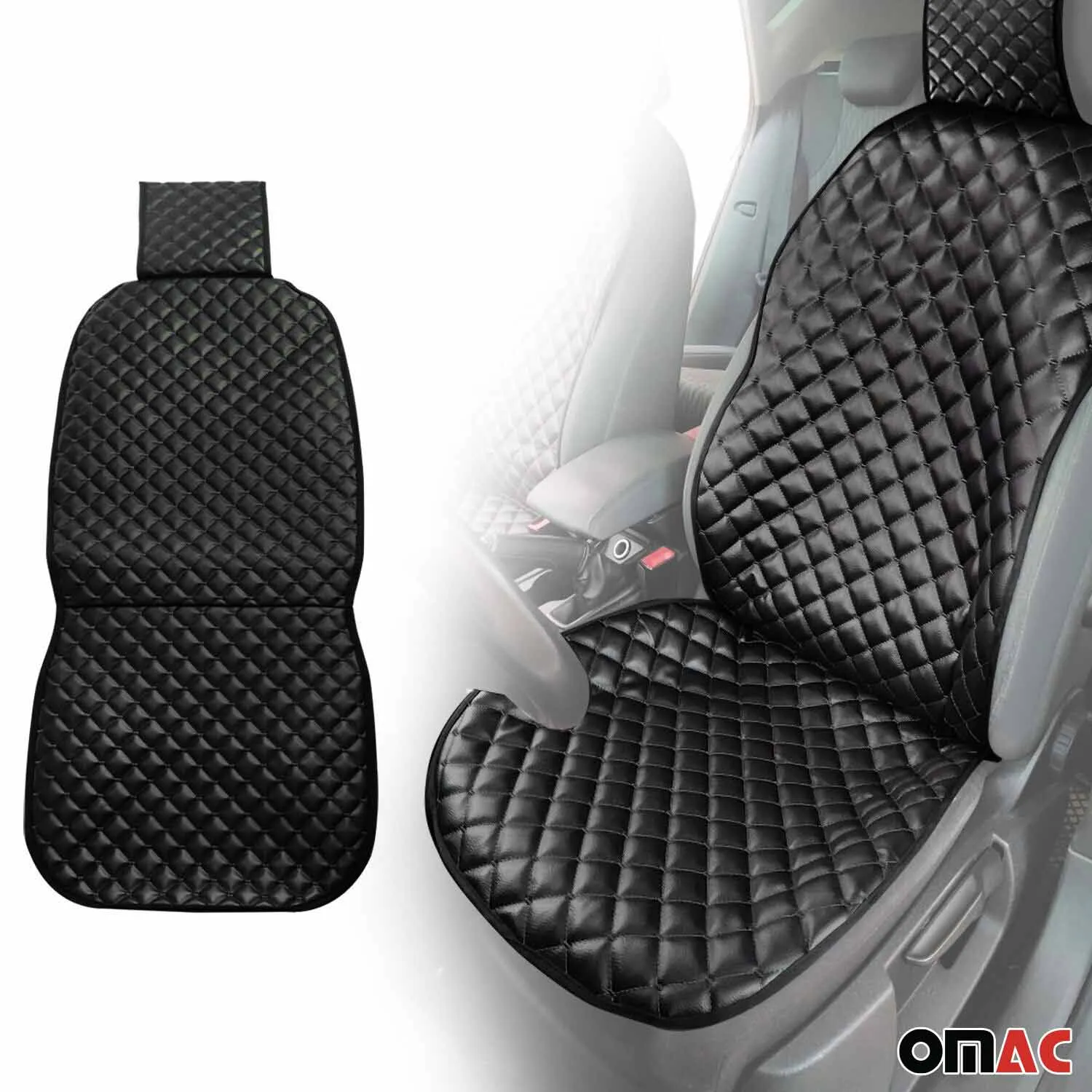 Toyota Leather Breathable Front Seat Cover Pads Black - Image 2