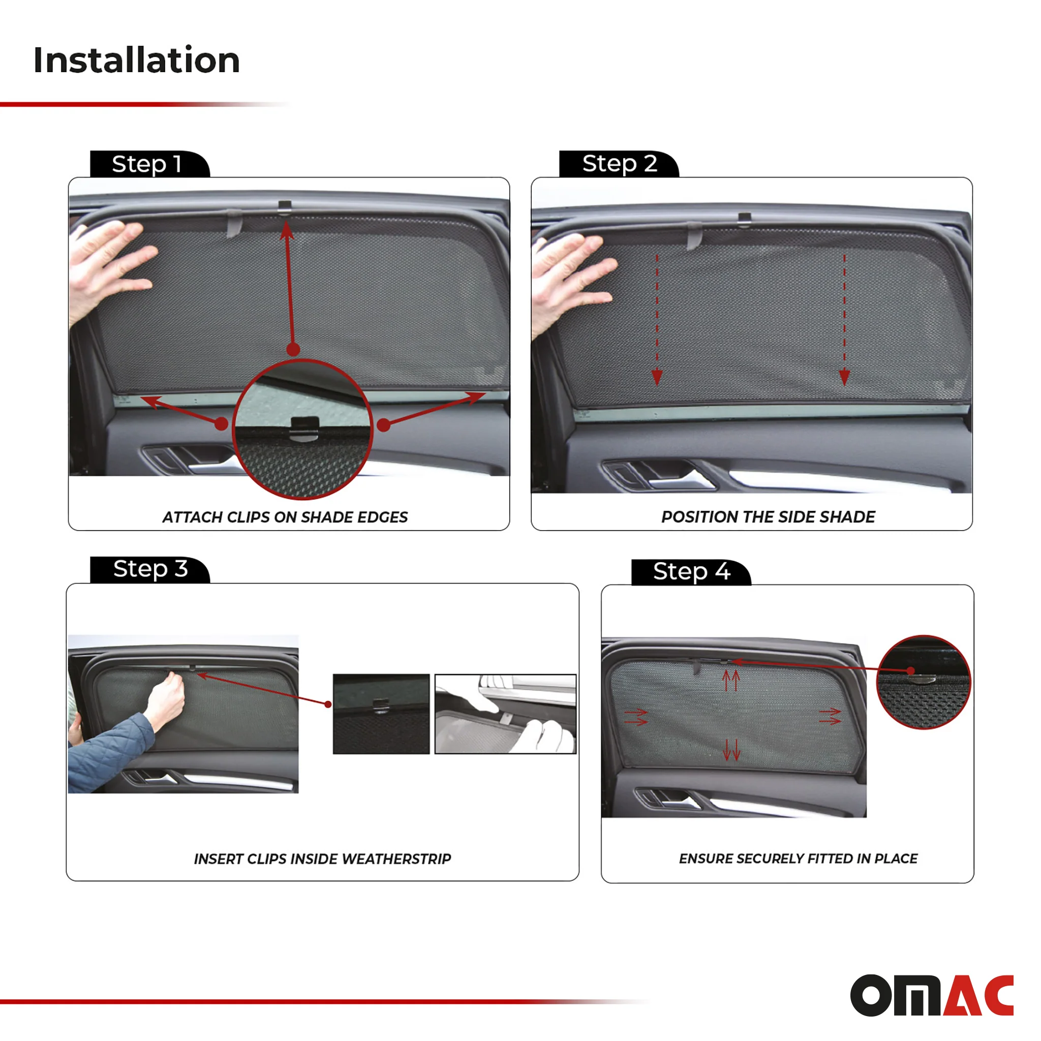2005-2009 Hyundai Tucson Side Rear Window Curtain Mesh Black 2Pcs - Image 5